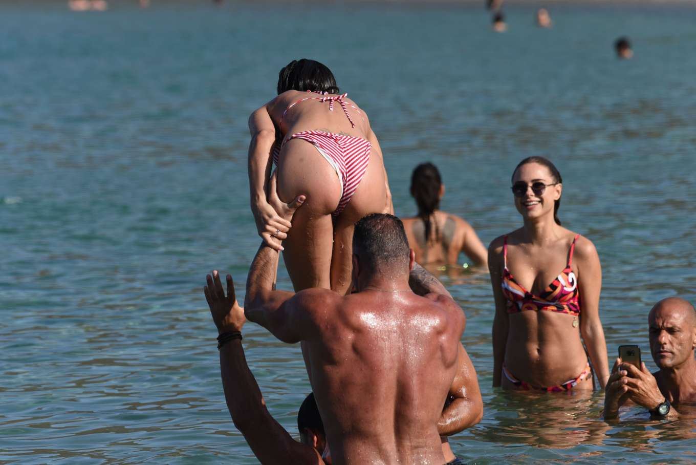 Kimberley Garner and Amy Jackson â€“ Bikini candids at a beach in Mykonos