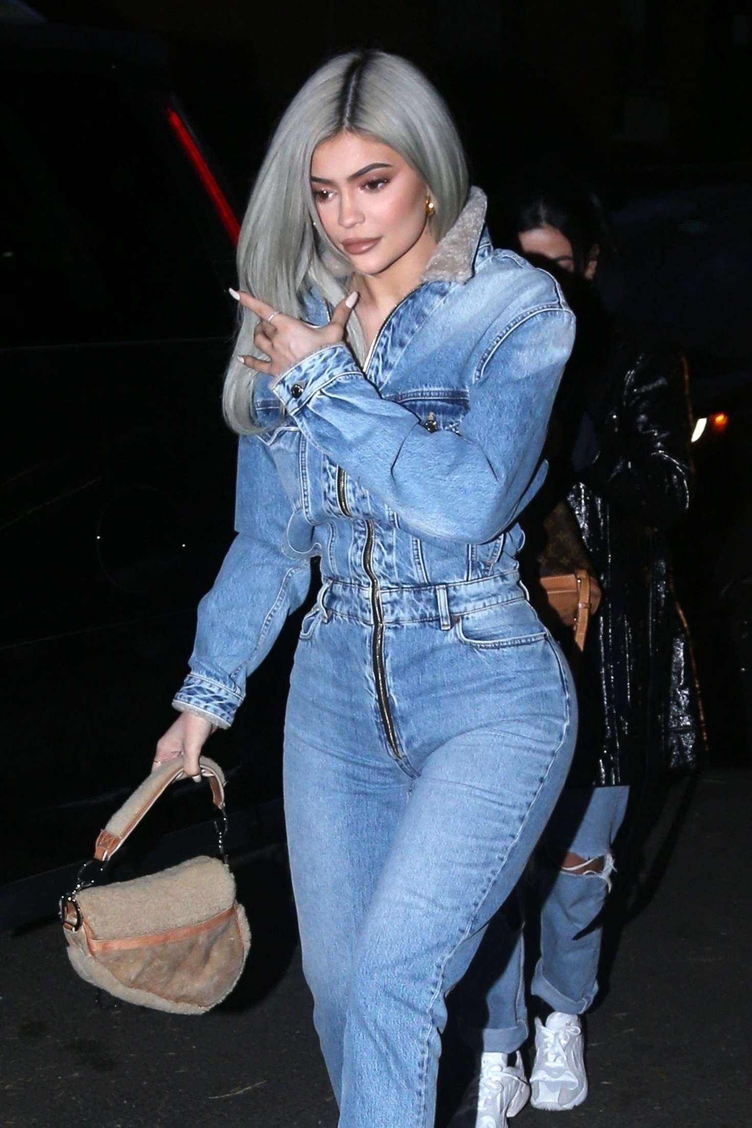 Kylie Jenner in Jeans Jumpsuit â€“ Leaving Dover Street Market in NY