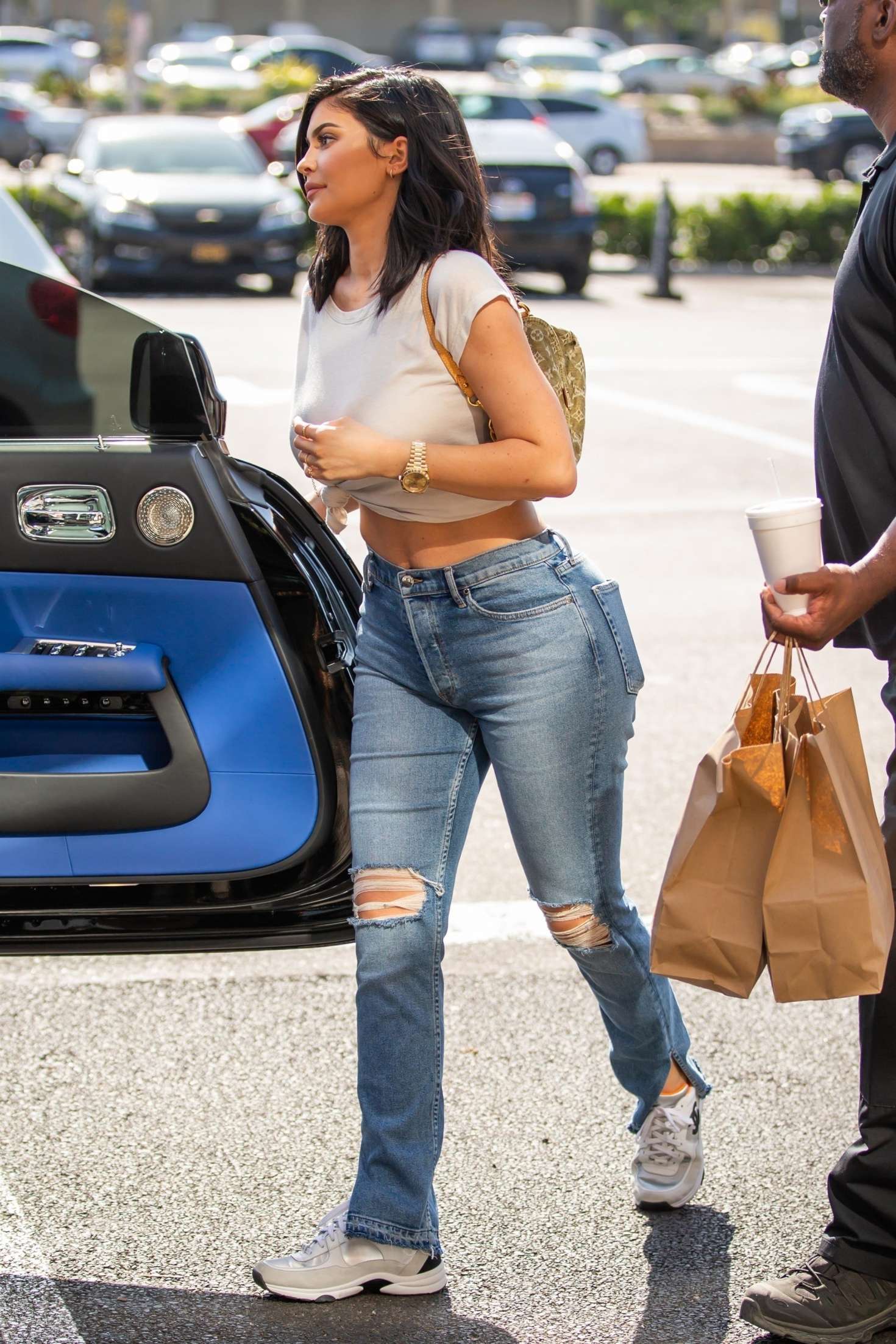 Kylie Jenner in Ripped Jeans with Jordan Woods out in Calabasas