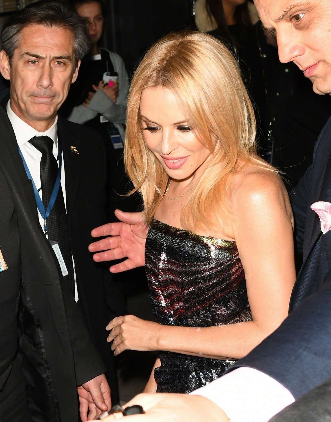Kylie Minogue â€“ In Long Black Dress Leaving the The London Palladium