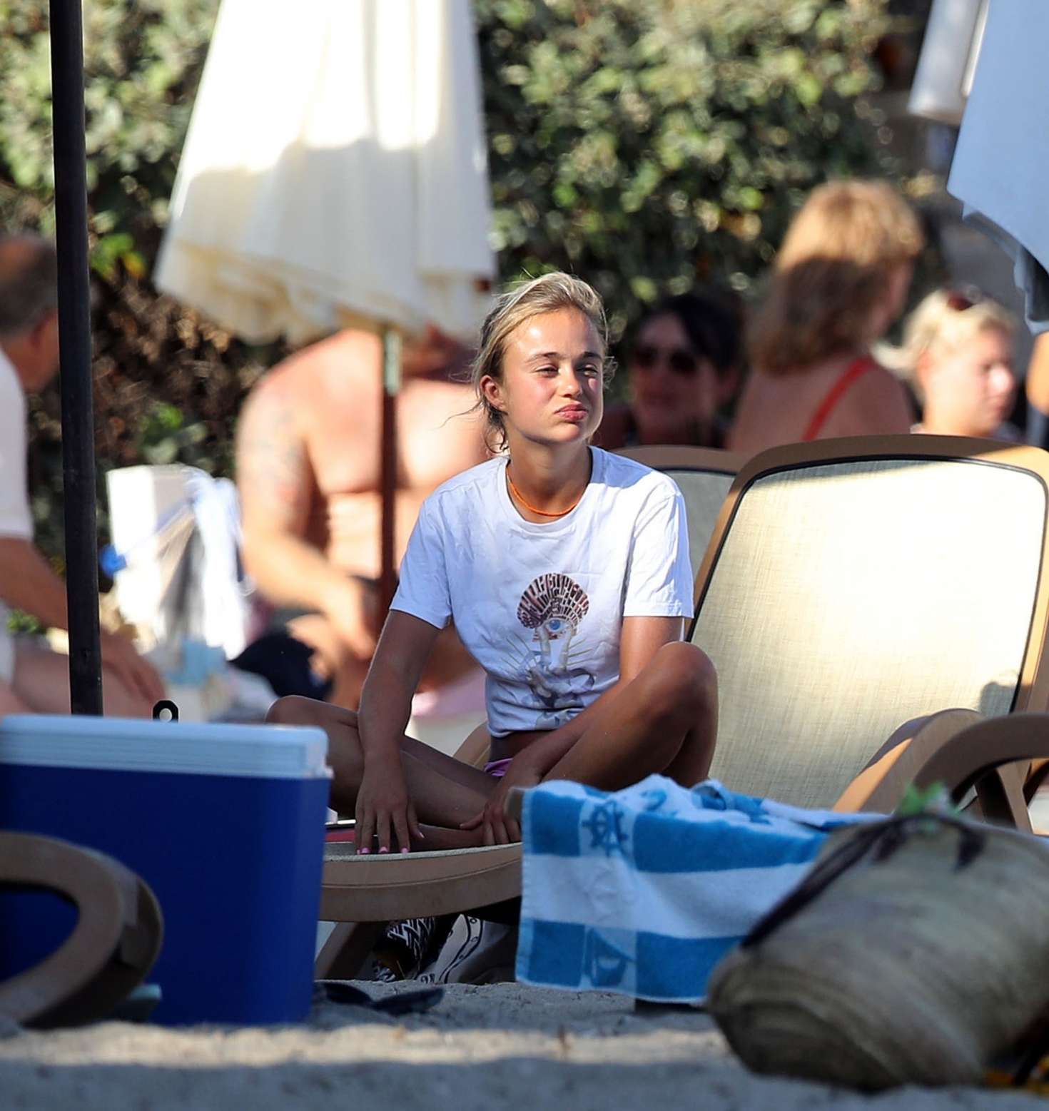 Lady Amelia Windsor at a beach in Ibiza