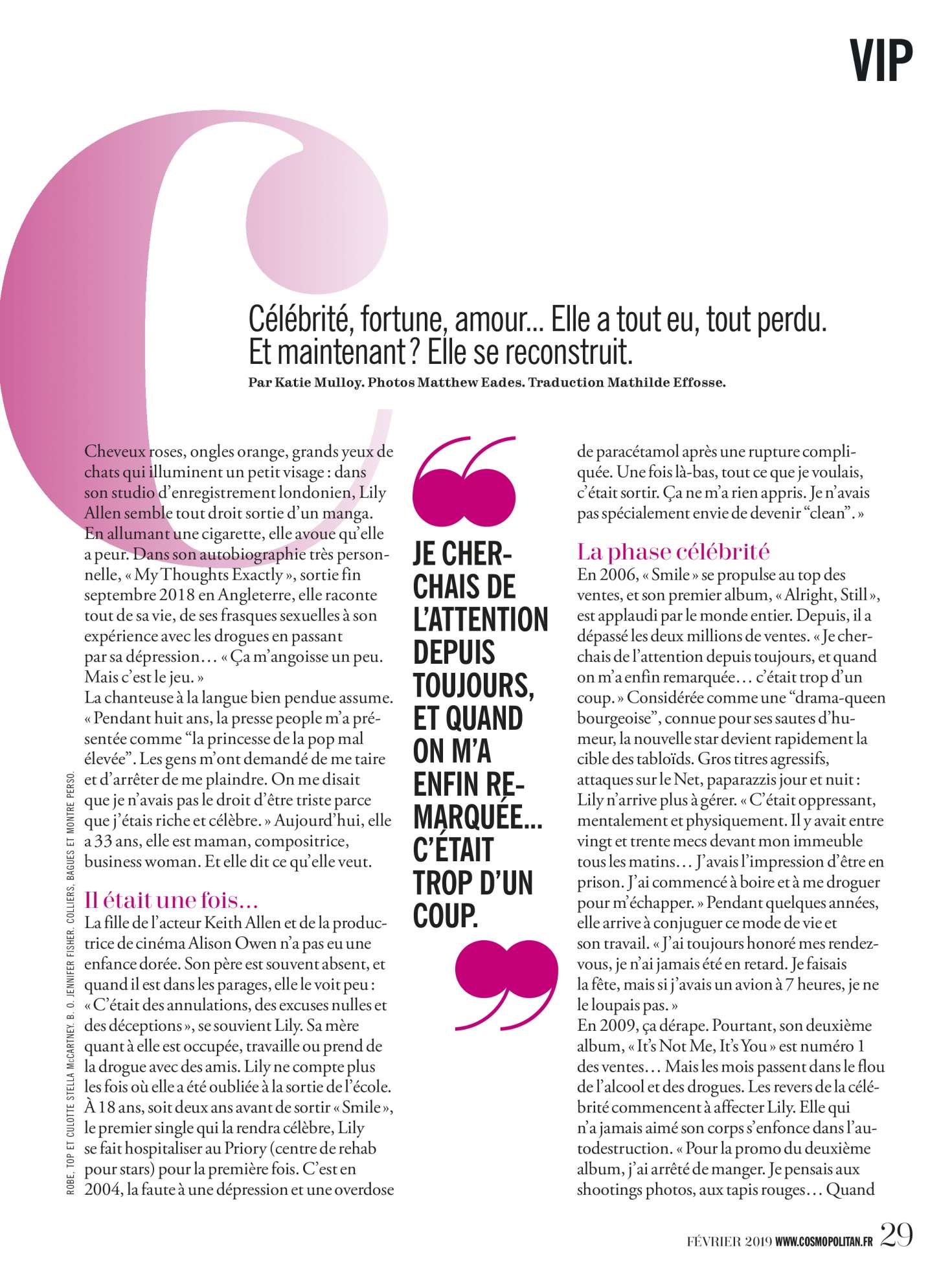 Lily Allen â€“ Cosmopolitan France Magazine (March 2019)