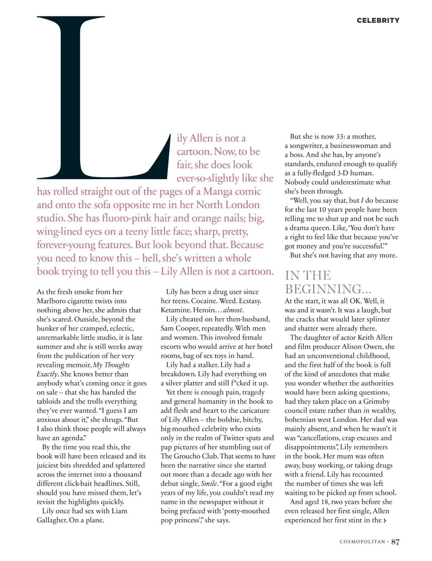 Lily Allen â€“ Cosmopolitan UK Magazine (November 2018)
