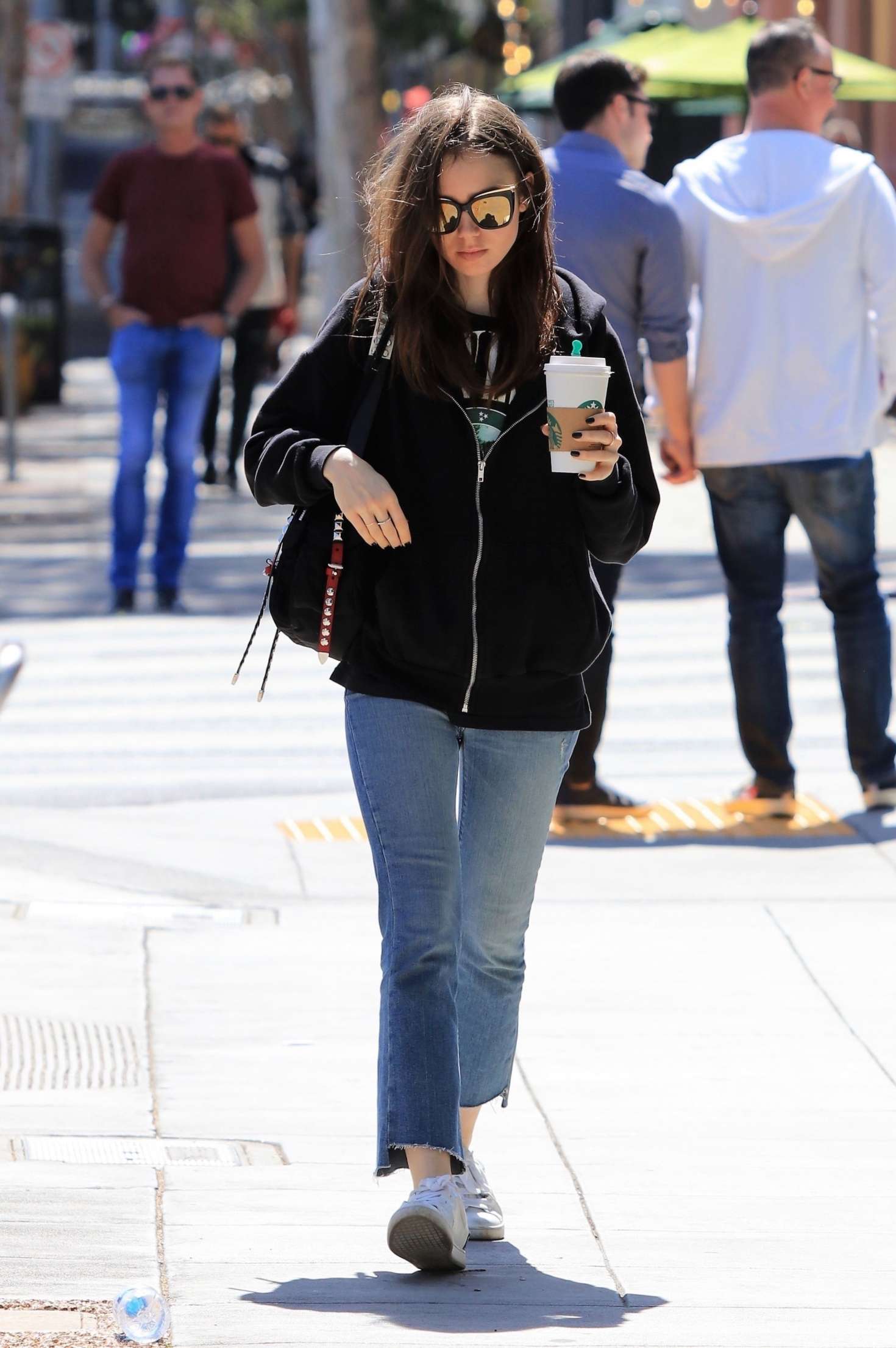 Lily Collins at Starbucks in Los Angeles