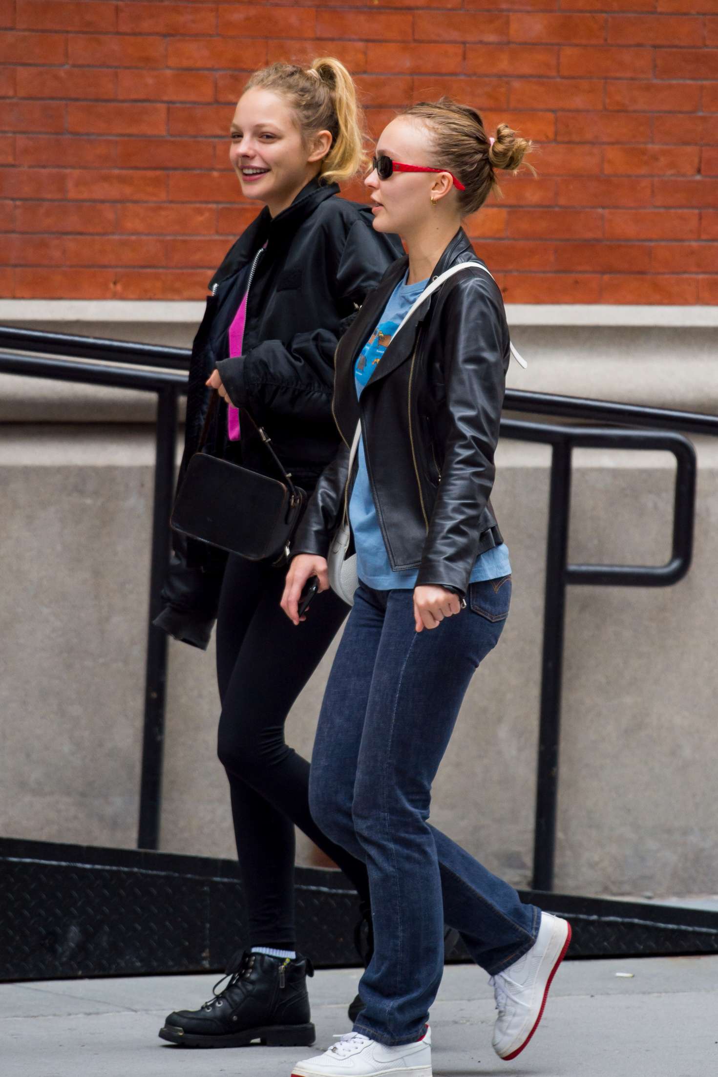 Lily Rose Depp in Leather Jacket â€“ Out in New York