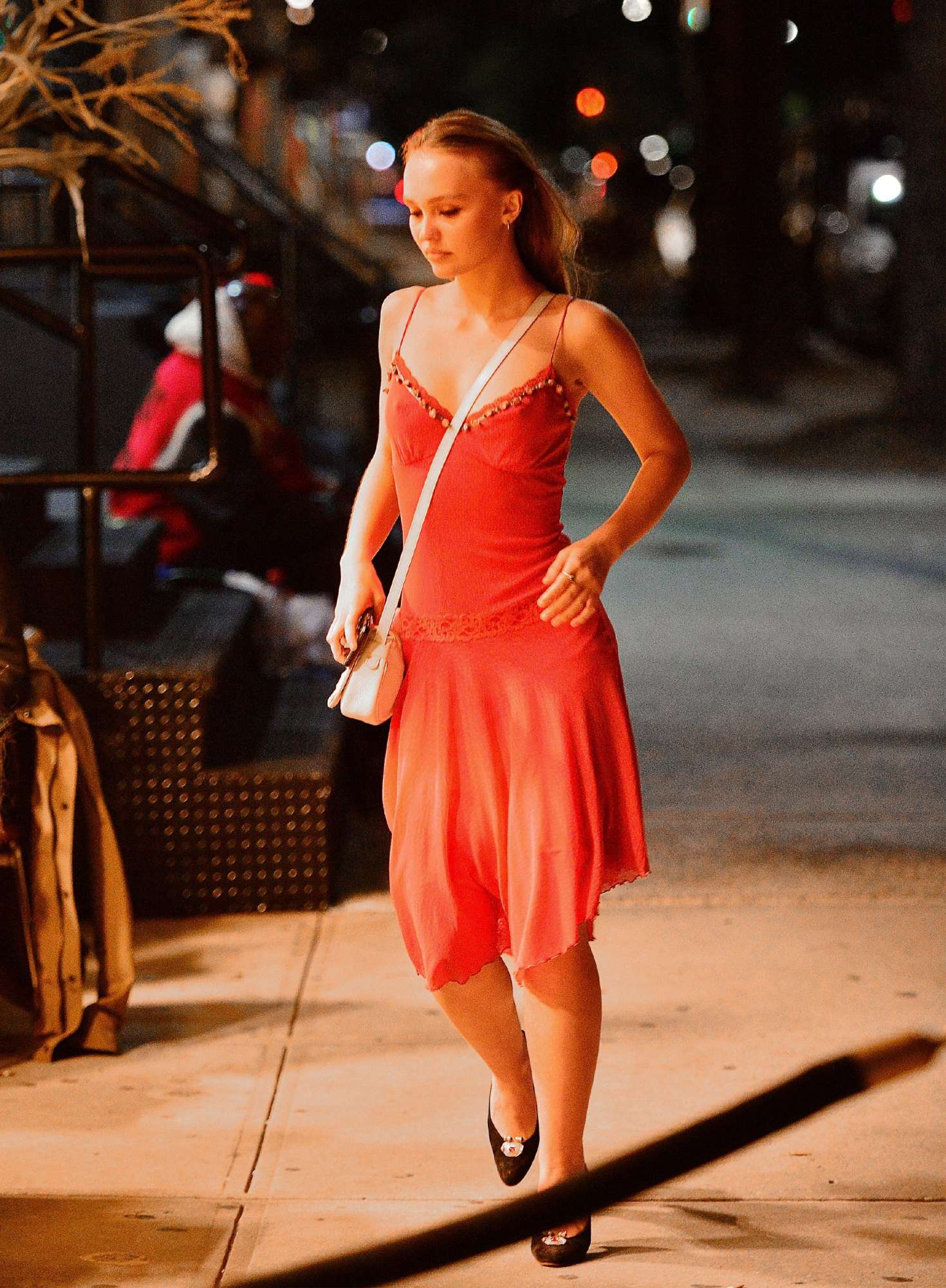 Lily Rose Depp In Red Dress â€“ Out With Her Friends In New York