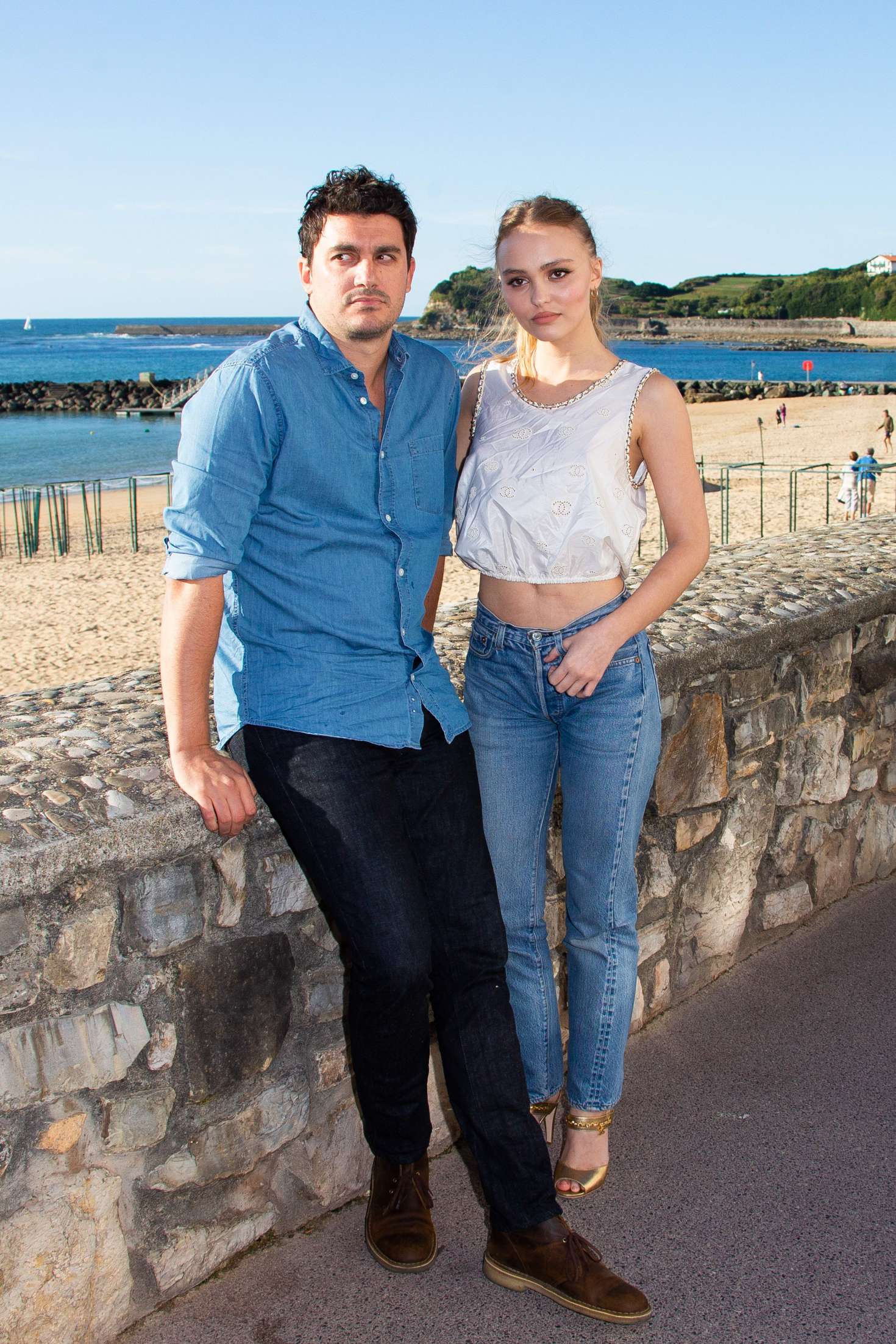 Lily Rose Depp in White Top and Jeans at 5th International Film Festival of St Jean de Luz