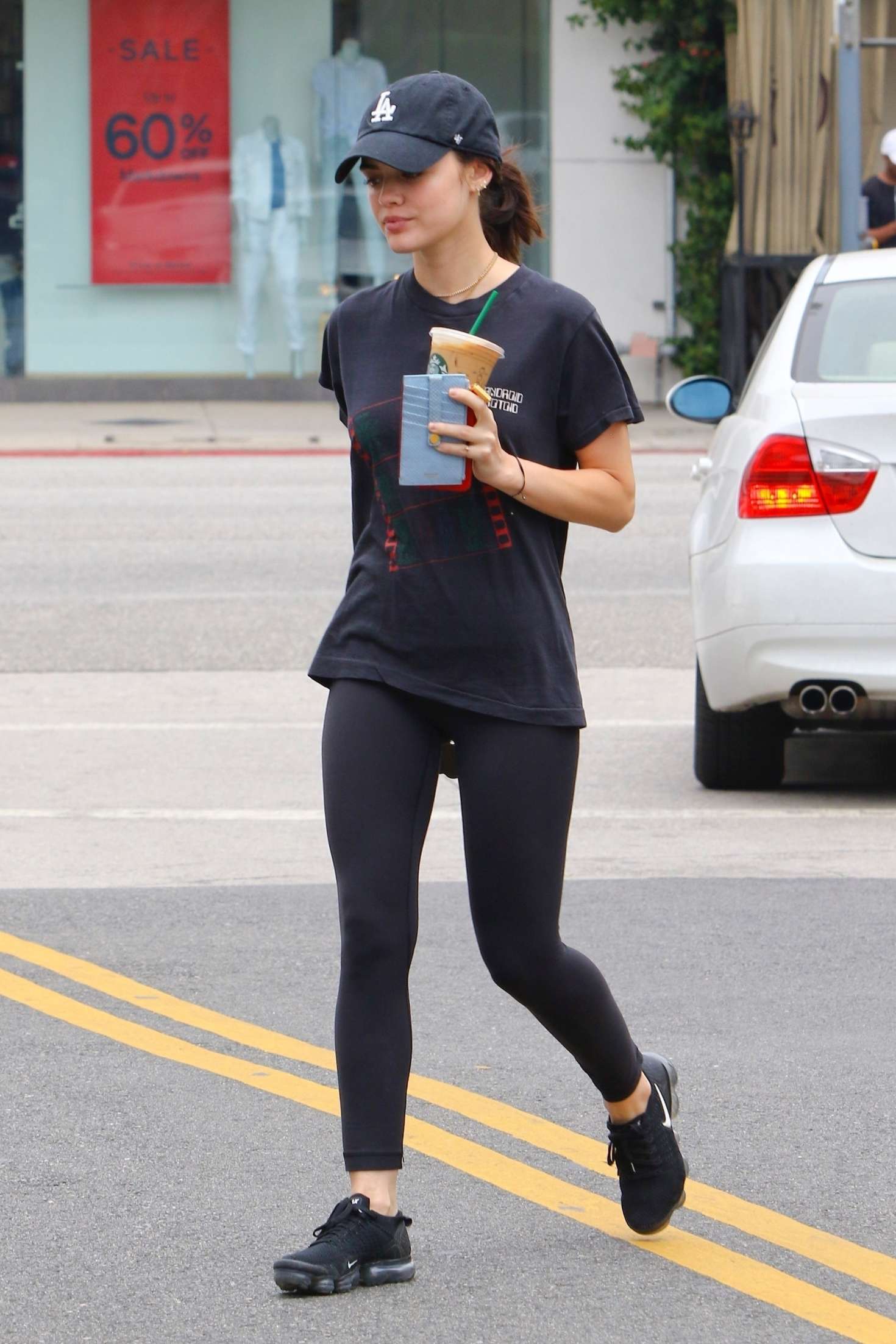 Lucy Hale in casual at Starbucks in Los Angeles