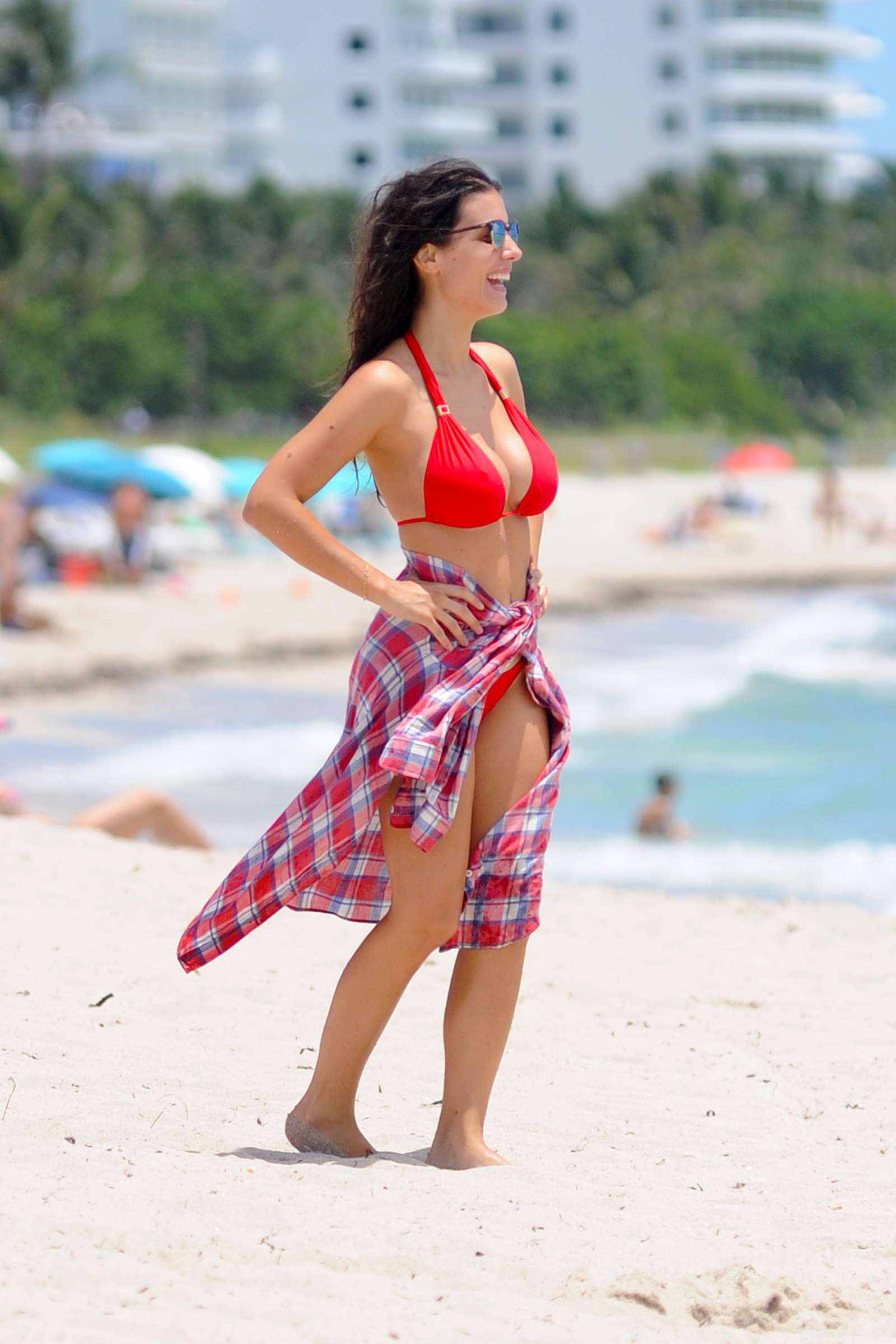 Ludivine Sagna in Red Bikini in Miami