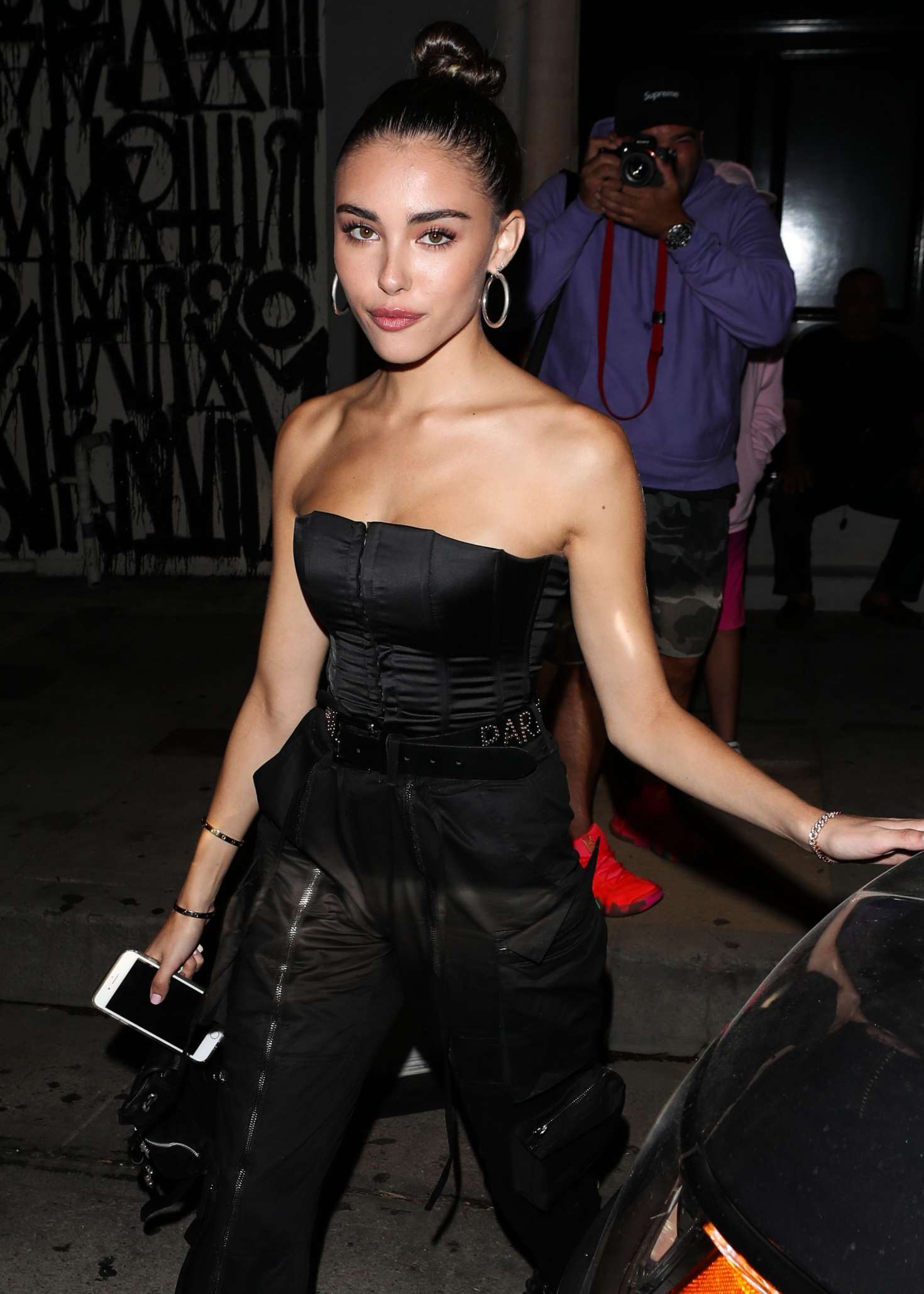 Madison Beer in Black Outfit â€“ Leaves Craigâ€™s restaurant in West Hollywood