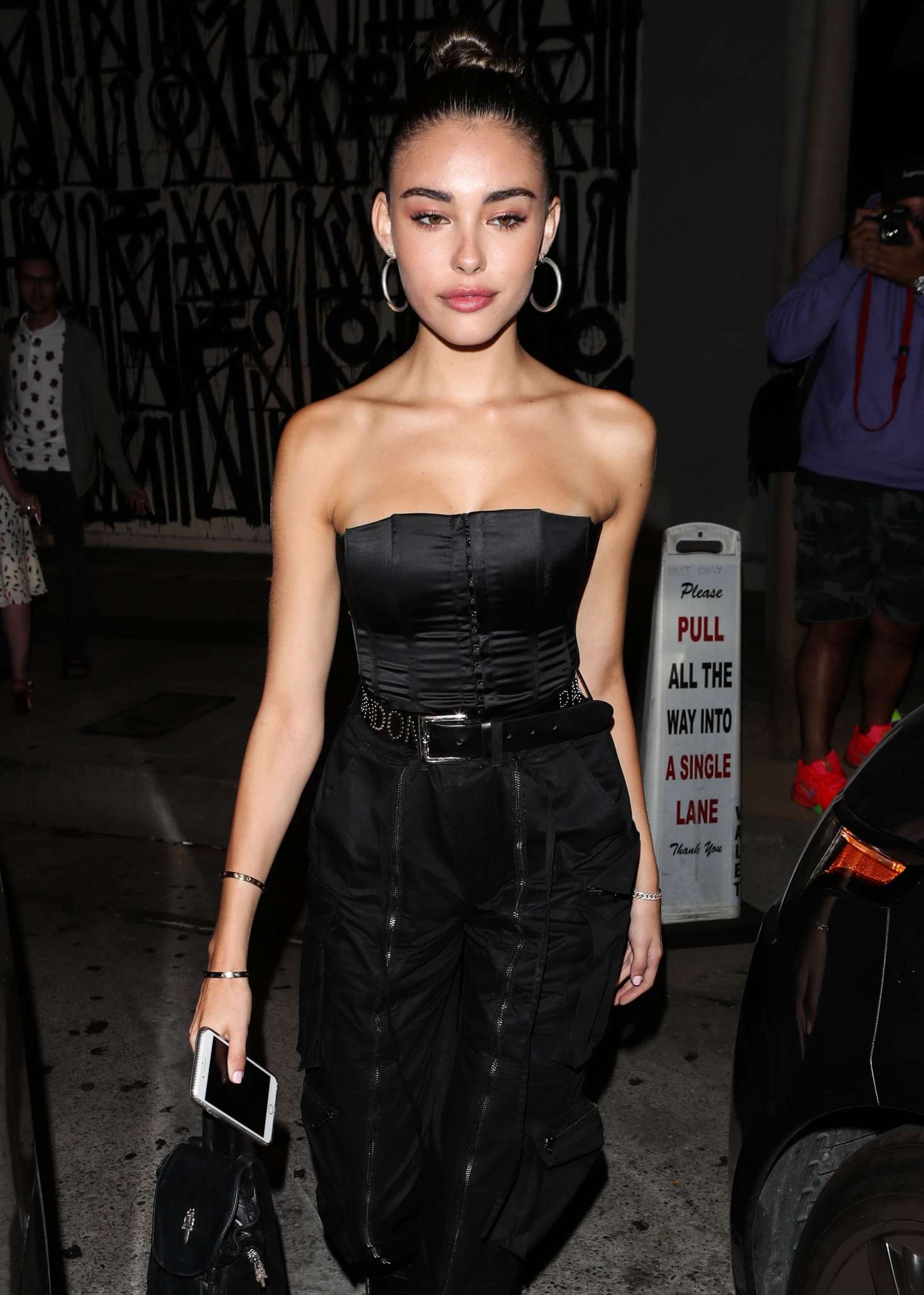 Madison Beer in Black Outfit â€“ Leaves Craigâ€™s restaurant in West Hollywood