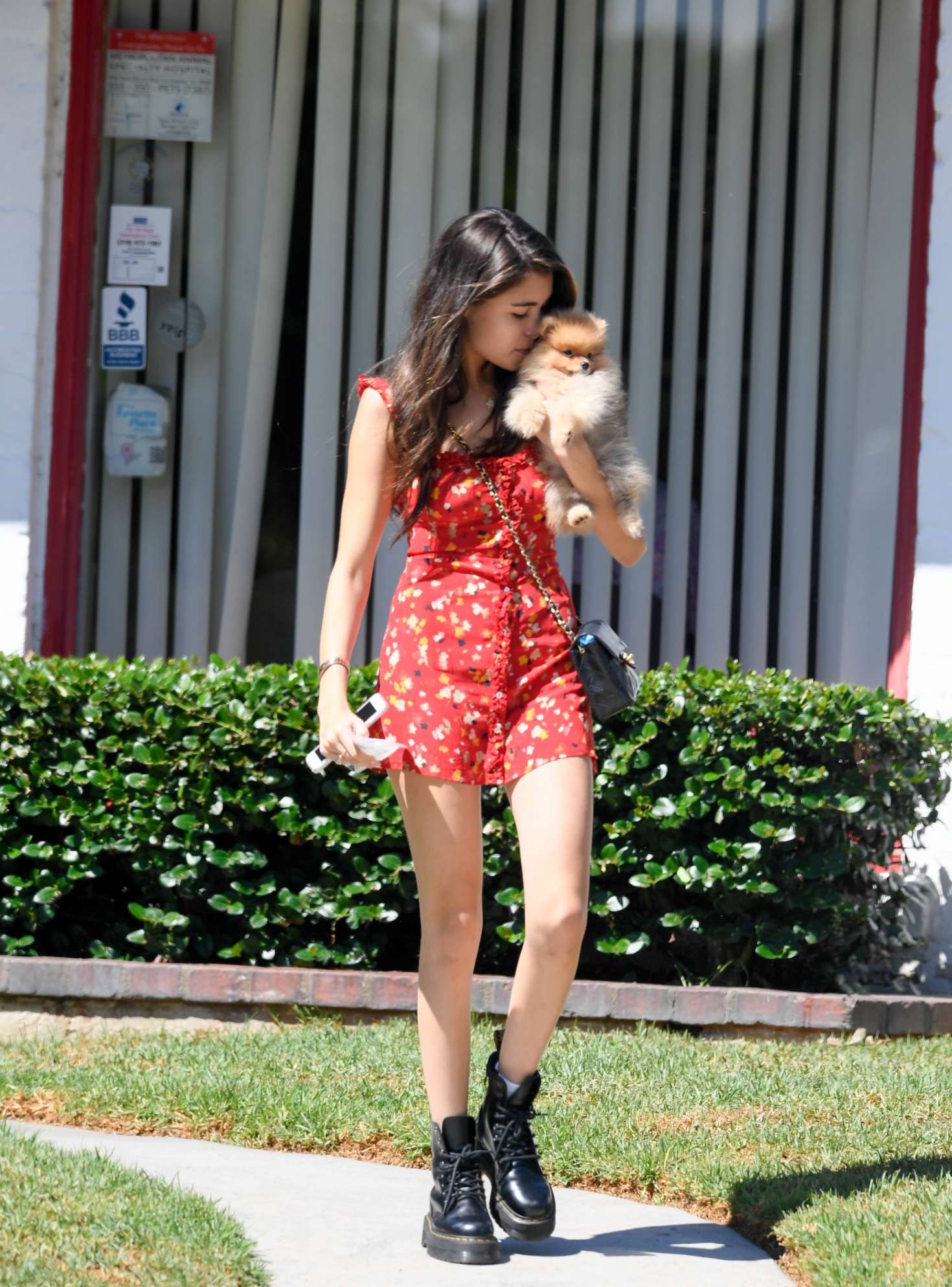 Madison Beer in Red Mini Dress â€“ Out in Beverly Hills
