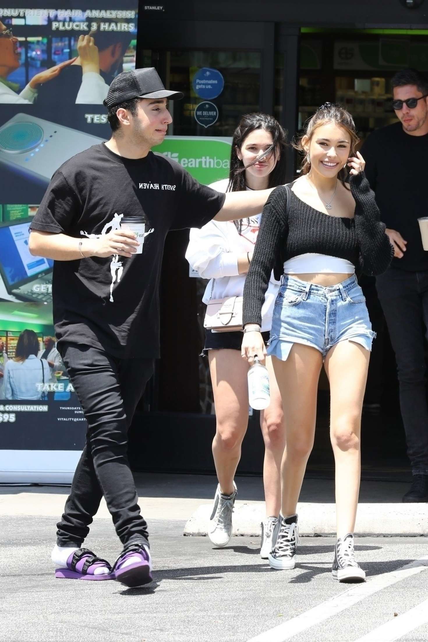 Madison Beer in Shorts wit her boyfriend Zack Bia out in Los Angeles