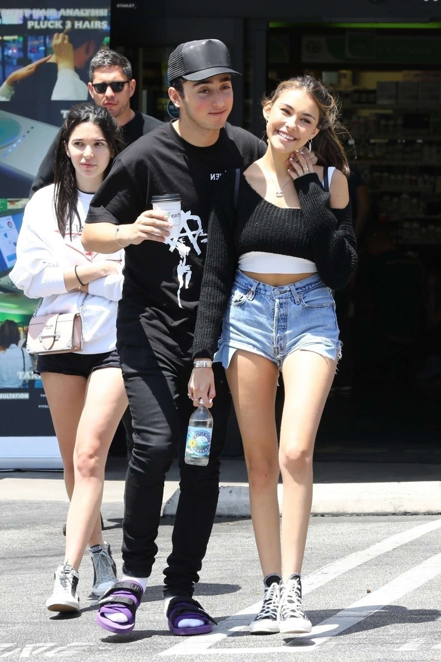 Madison Beer in Shorts wit her boyfriend Zack Bia out in Los Angeles