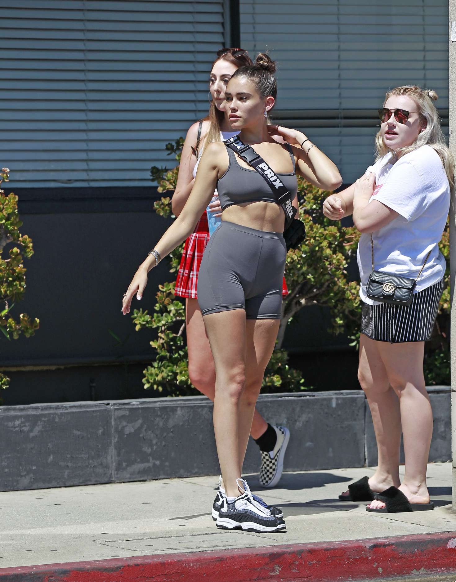 Madison Beer in Tight Grey Shorts and Crop Top â€“ Out in Los Angeles
