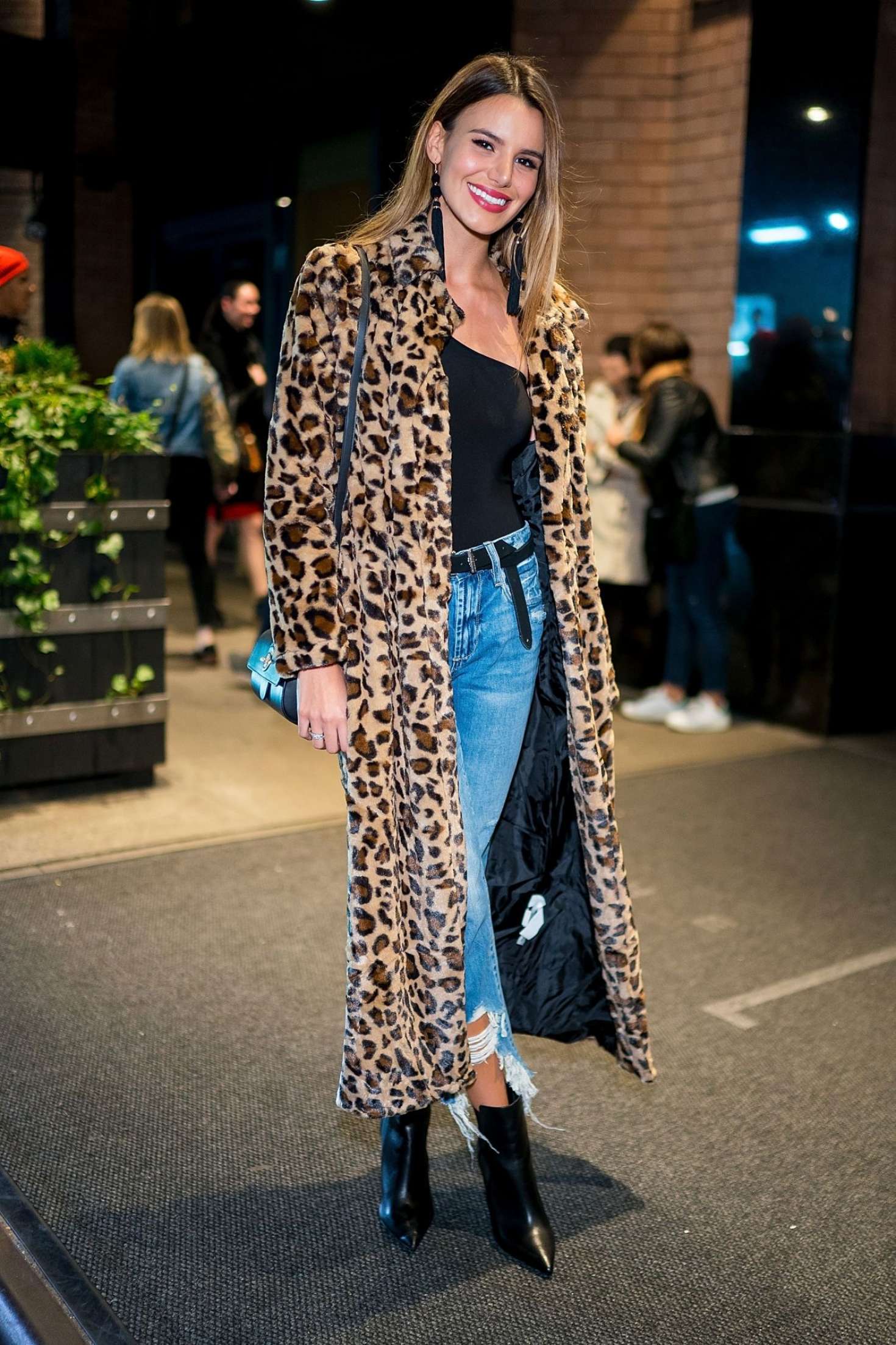Madison Reed in Animal Print Coat â€“ Leaving her Hotel in New York