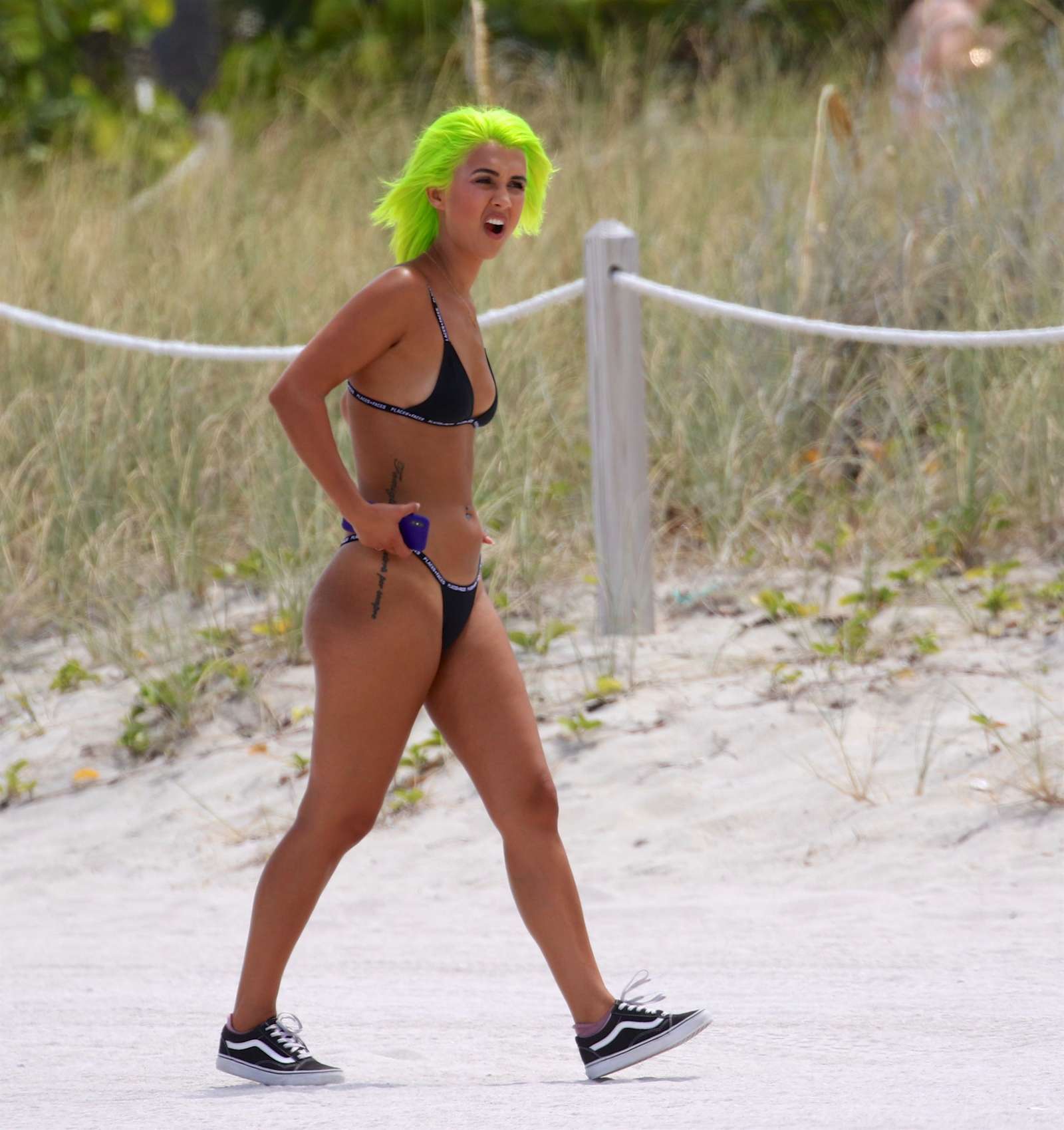 Madison Skylar in Black Bikini at a photoshoot in Miami Beach