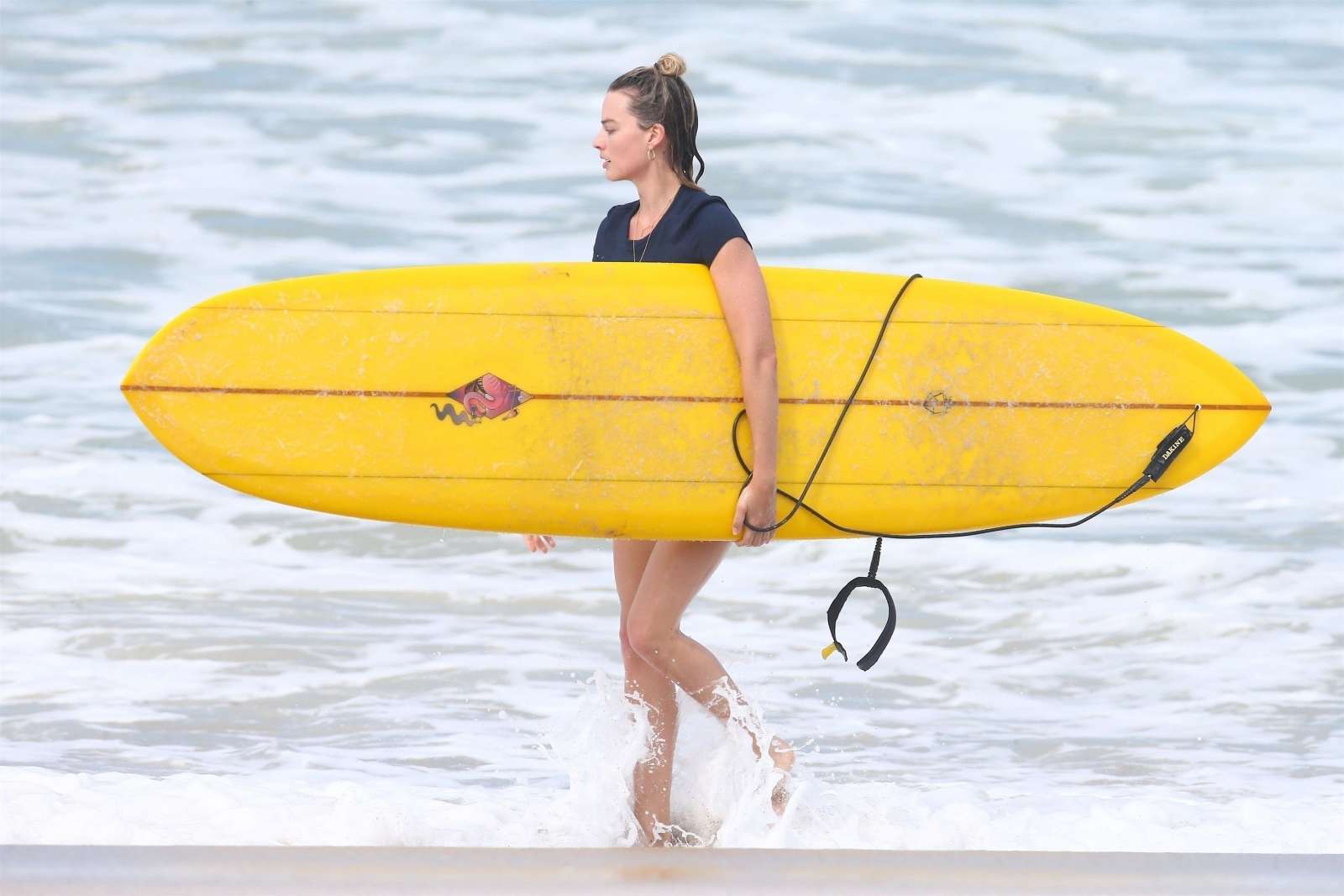 Margot Robbie in Bikini Bottoms on the beach in Costa Rica