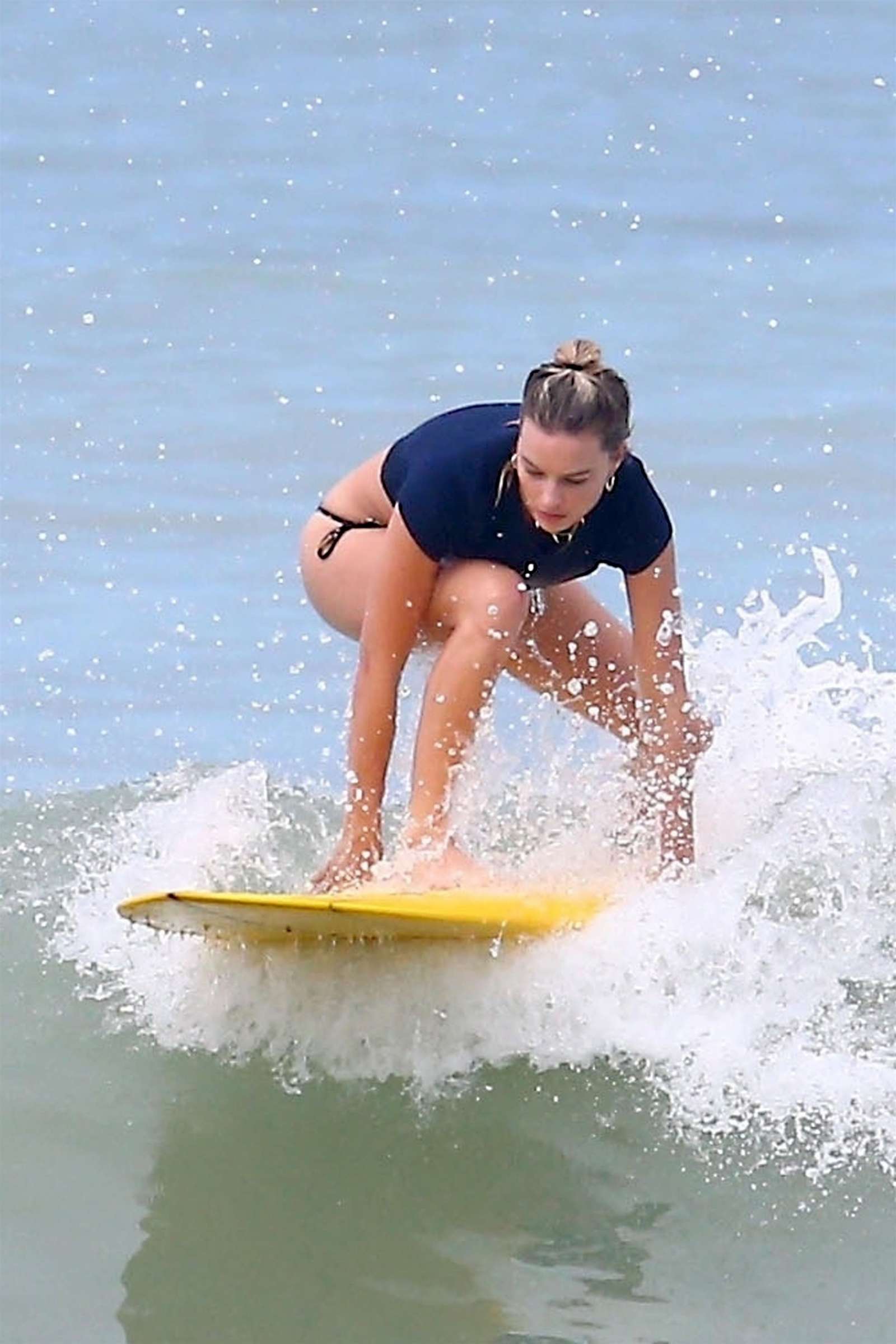 Margot Robbie in Bikini Bottoms on the beach in Costa Rica