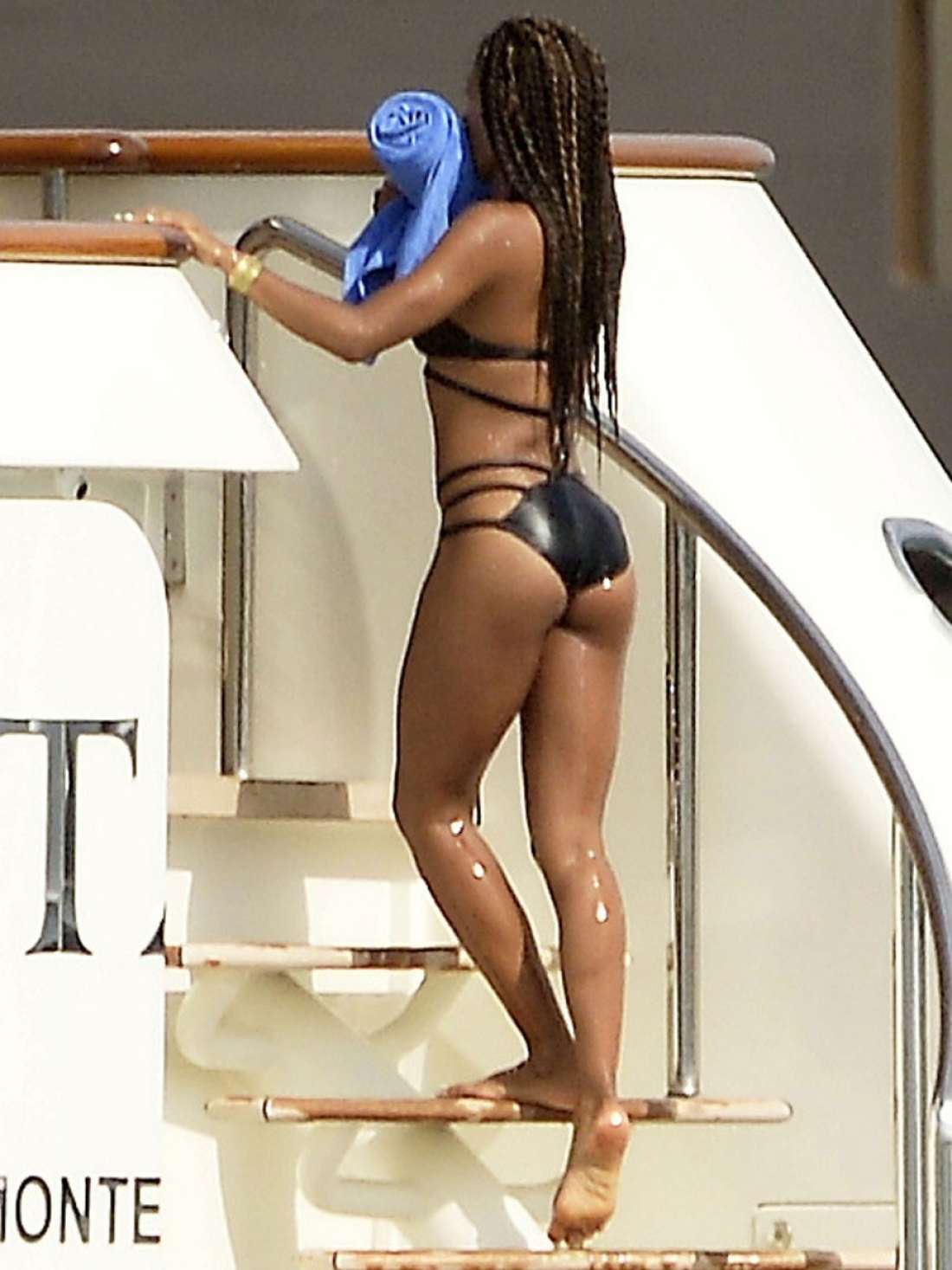 Megalyn Echikunwoke in Black Bikini in Saint Tropez