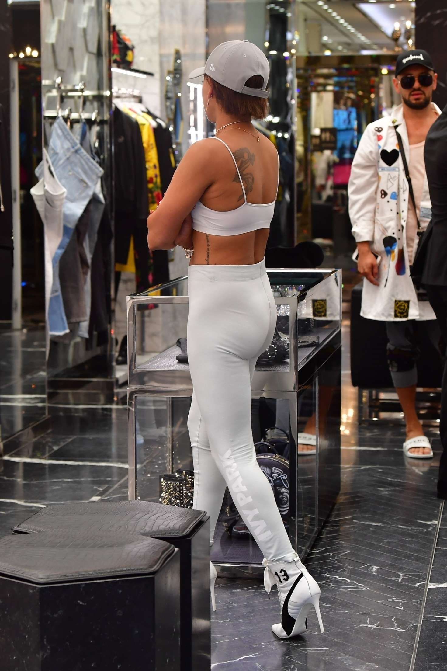 Melanie Brown in White Tights â€“ Shopping at Philipp Plein in LA