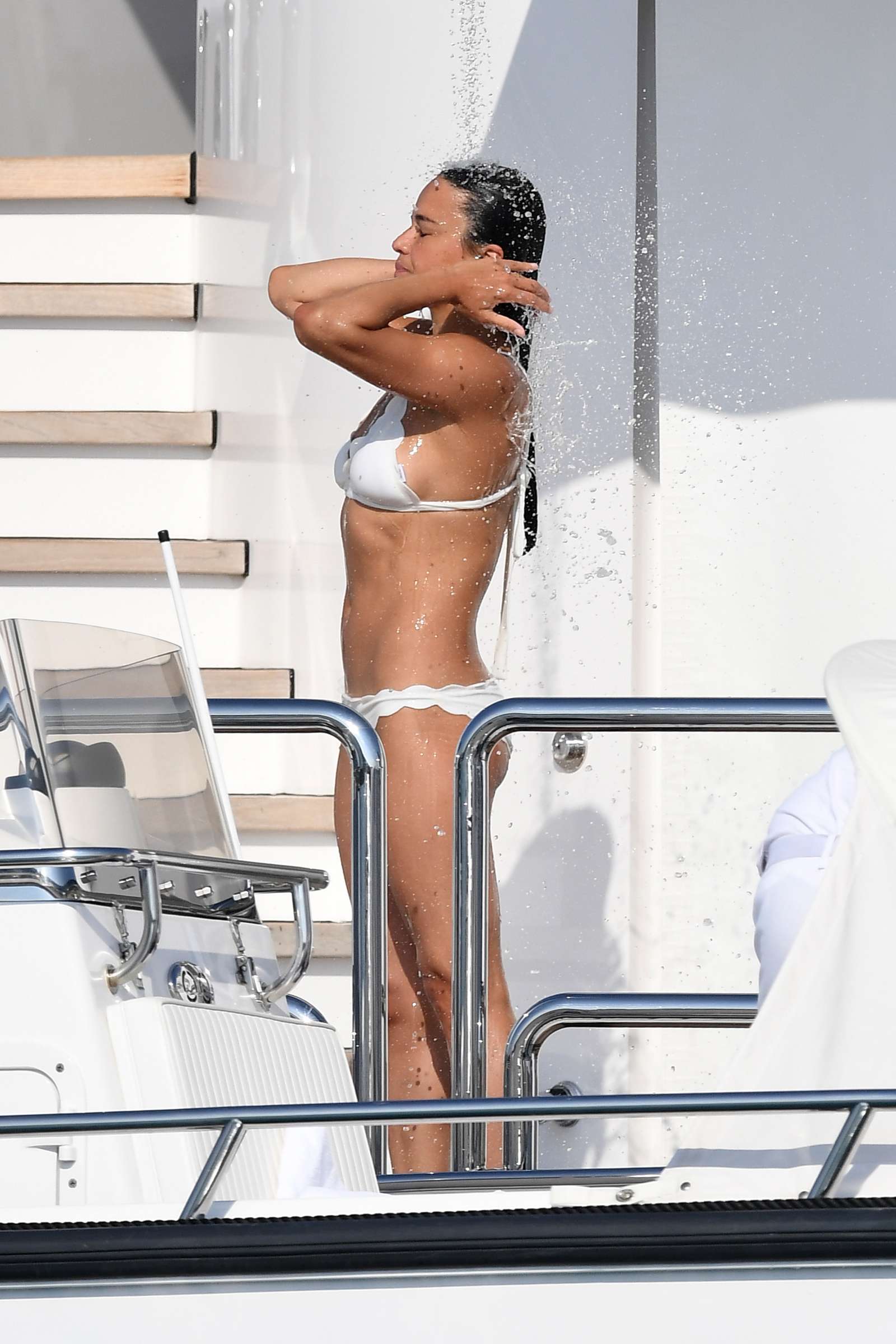 Michelle Rodriguez in Bikini on a yacht in Sardinia