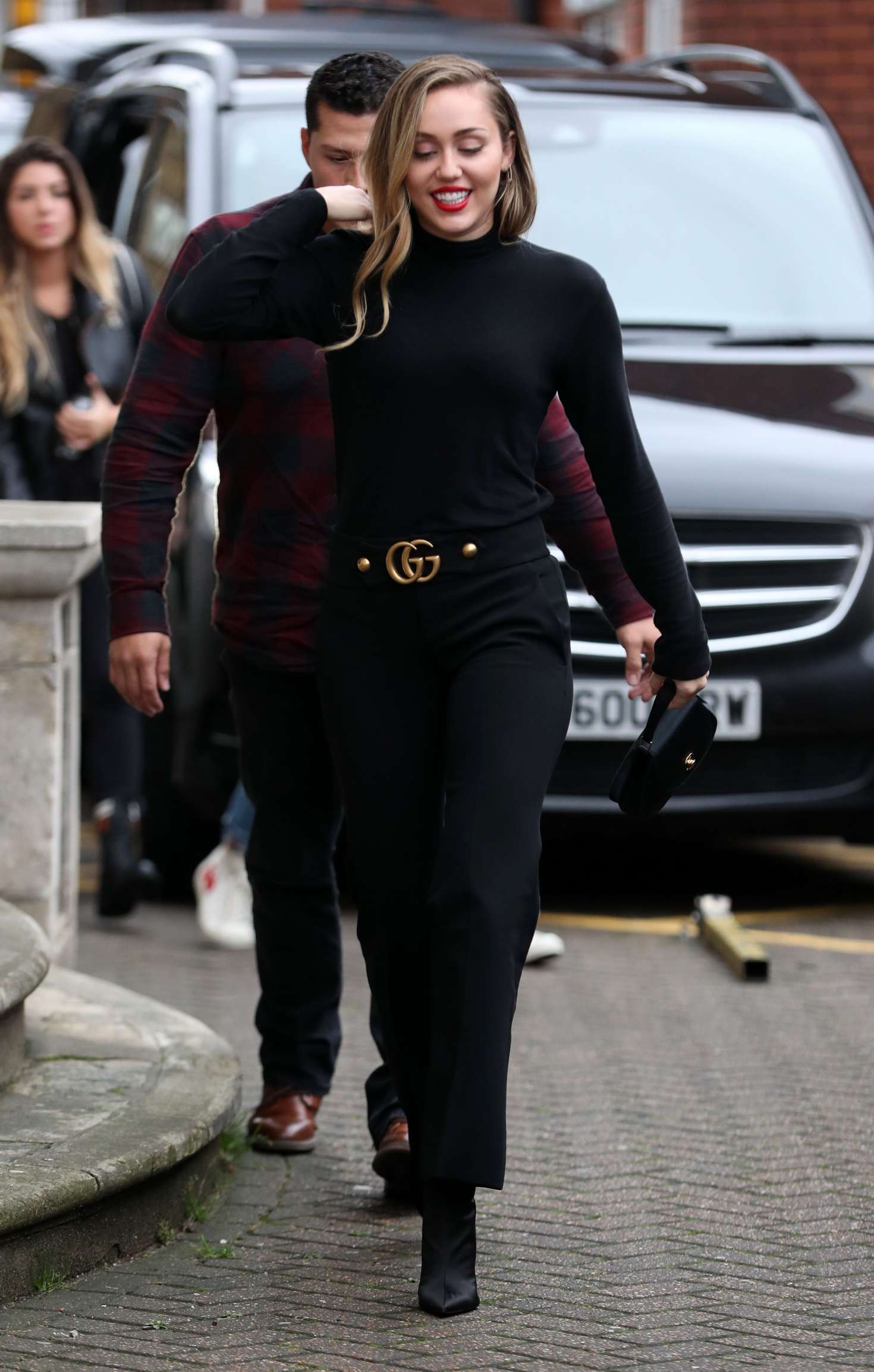 Miley Cyrus in Black Outfit â€“ Out in London