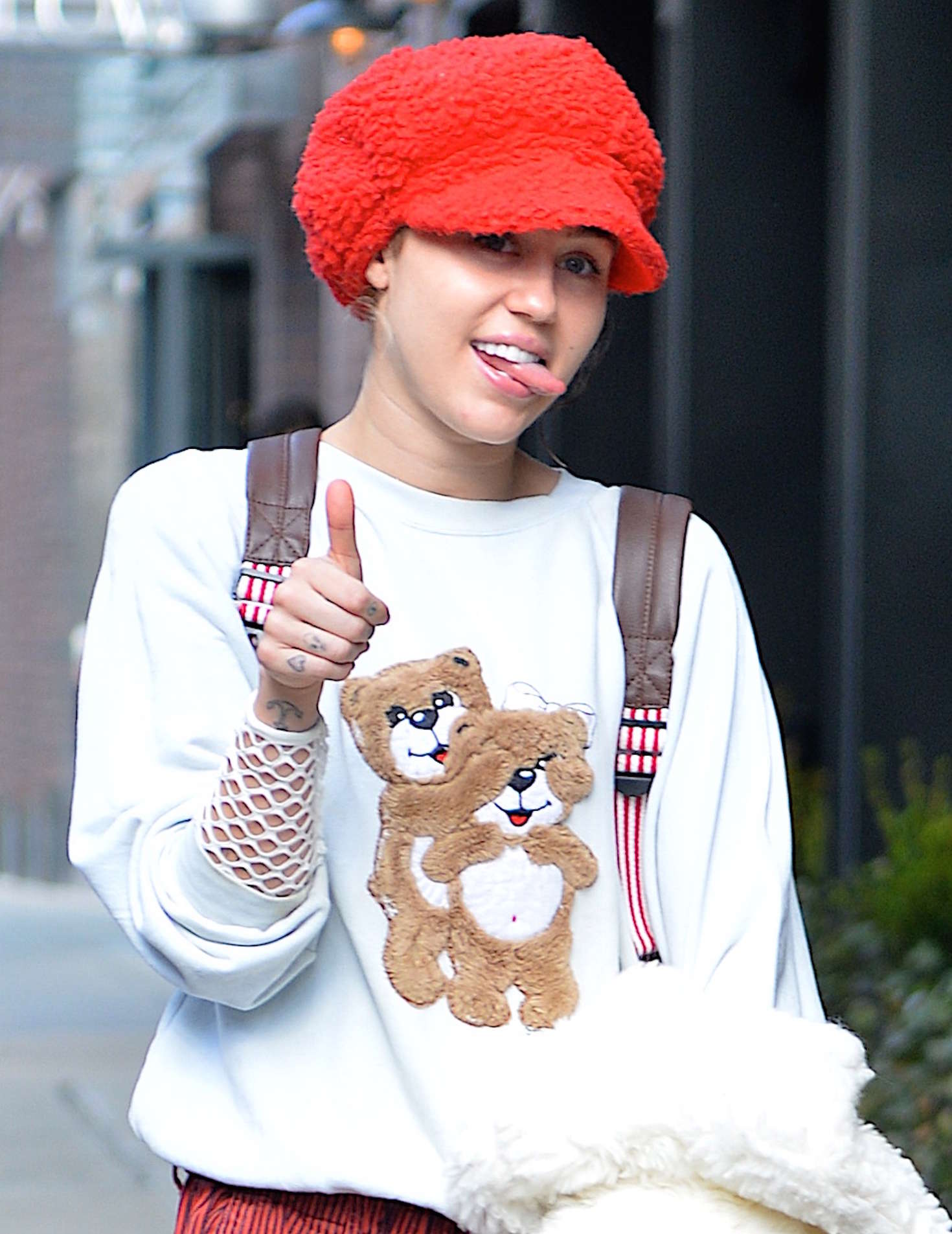 Miley Cyrus in Red Pants out and about in NYC