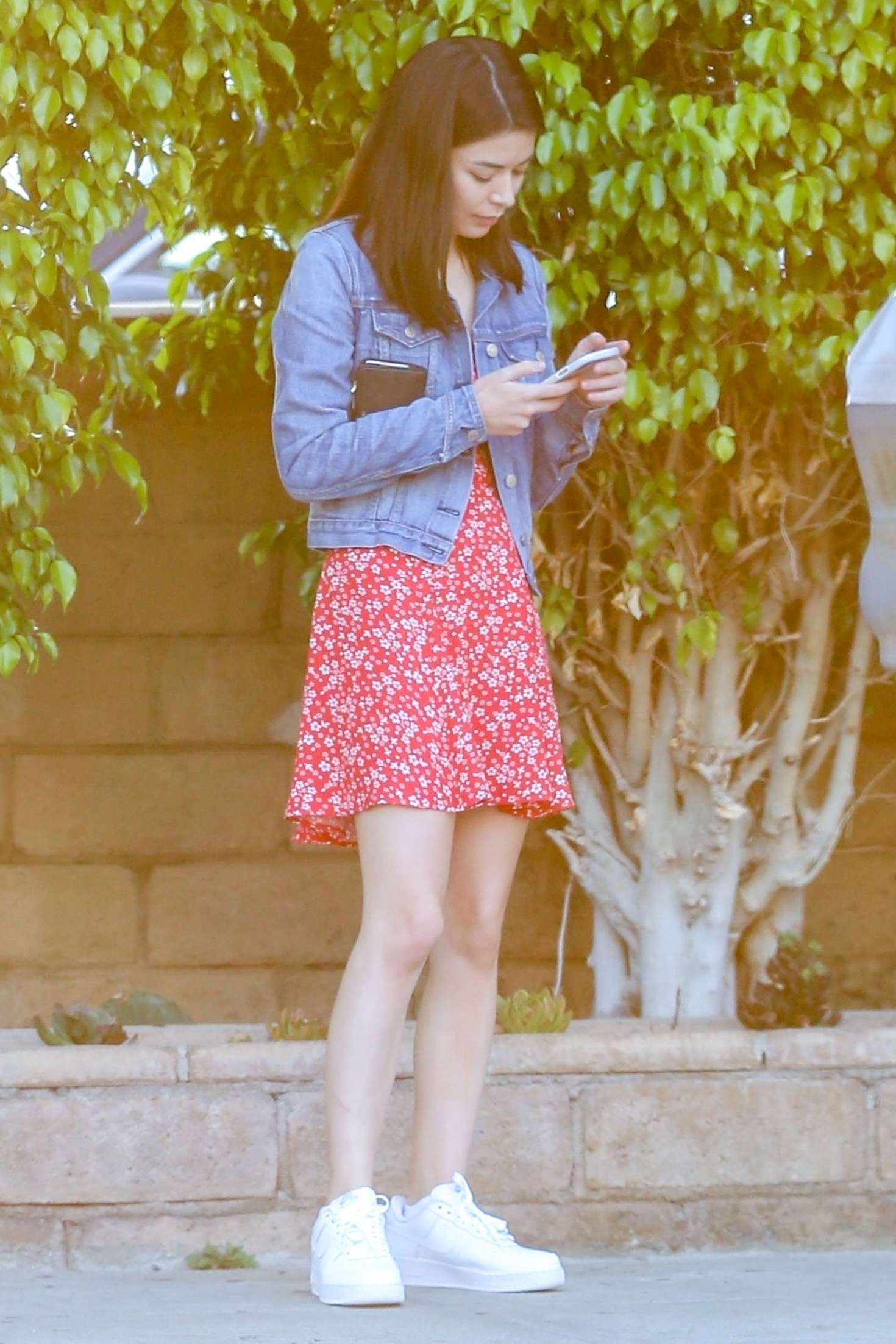 Miranda Cosgrove in Red Mini Dress â€“ Out in Beverly Hills