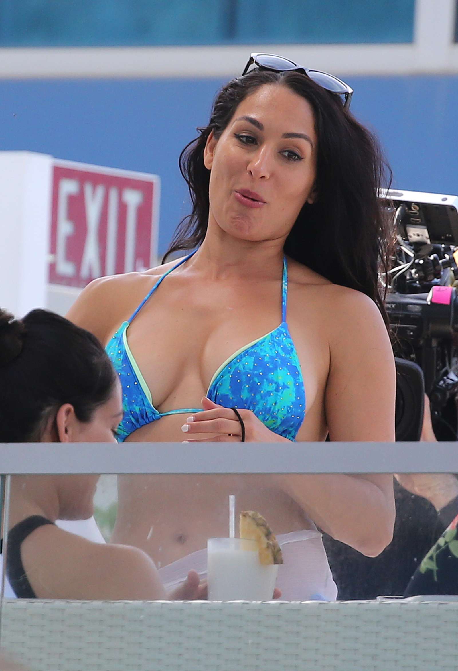 Nikki Bella in Blue Bikini â€“ Filming Total Divas in Miami