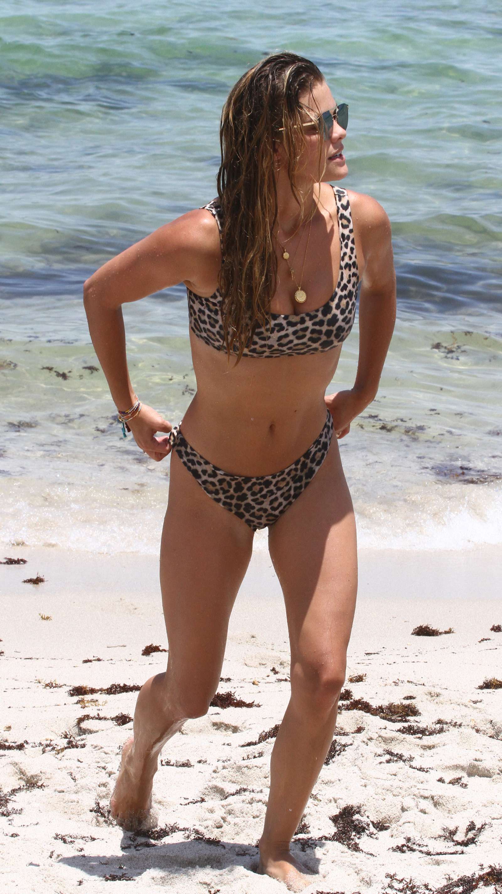 Nina Agdal in Bikini at the beach in Miami