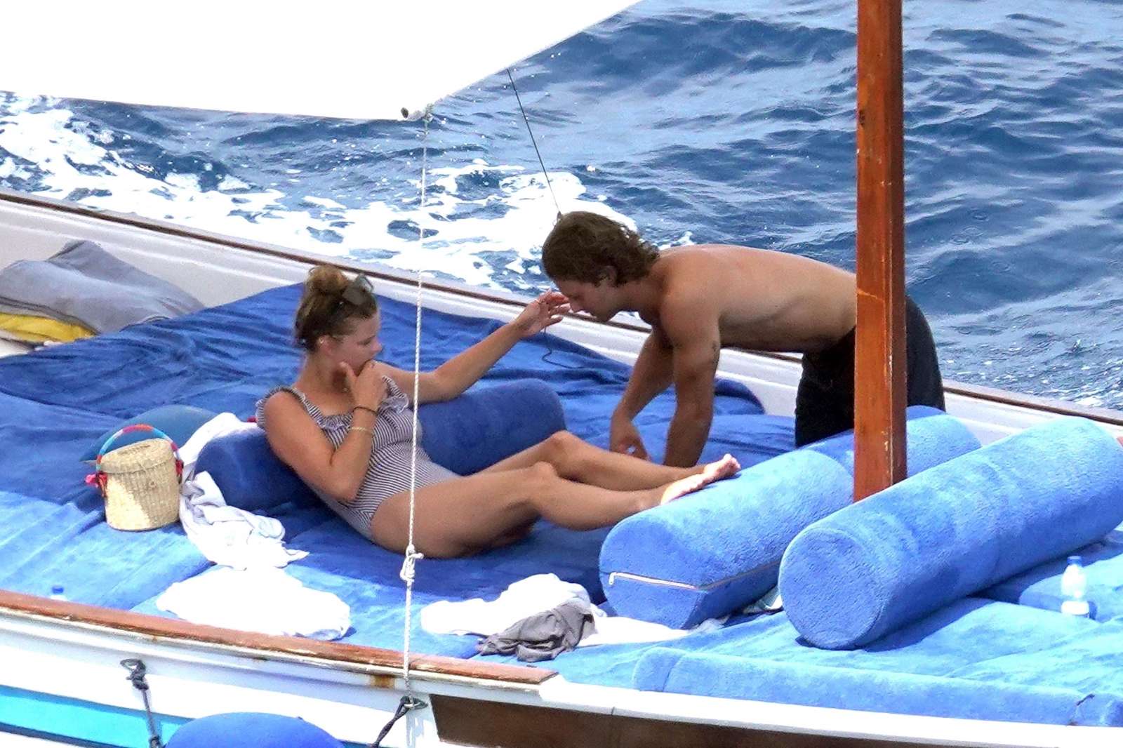 Nina Agdal in Swimsuit on a boat in Capri