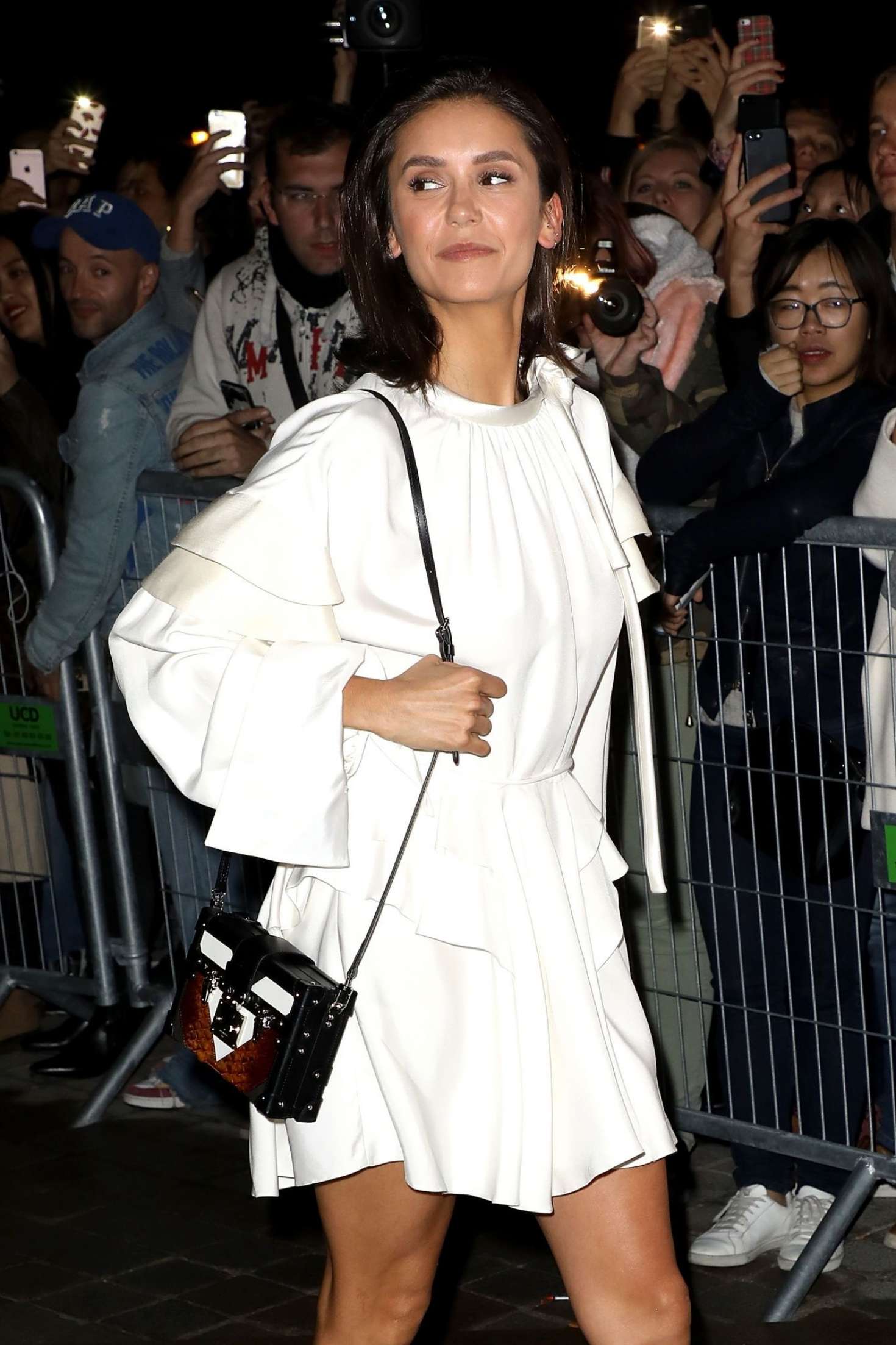 Nina Dobrev â€“ Arrives at Louis Vuitton Fashion Show in Paris