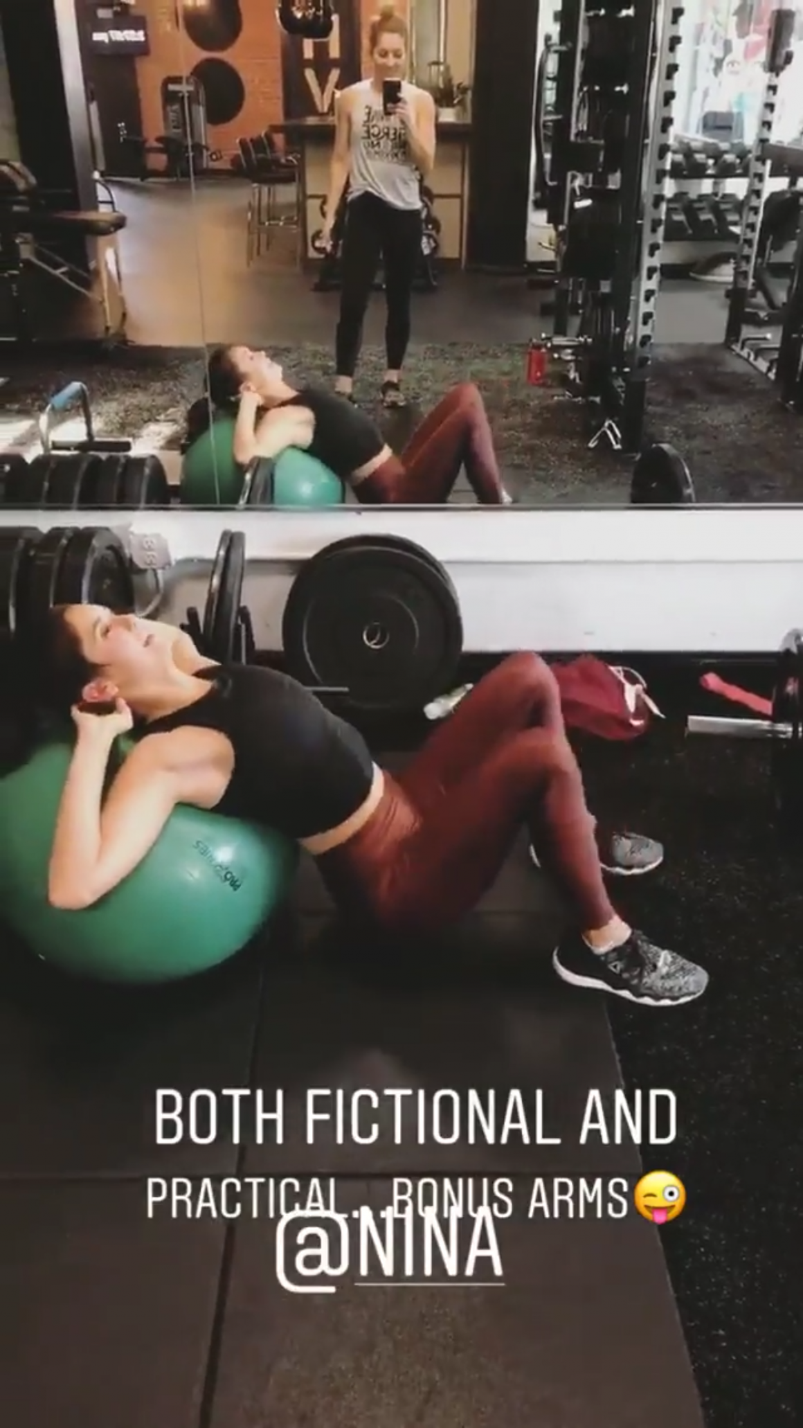 Nina Dobrev in Tights and Sports Bra â€“ Workout