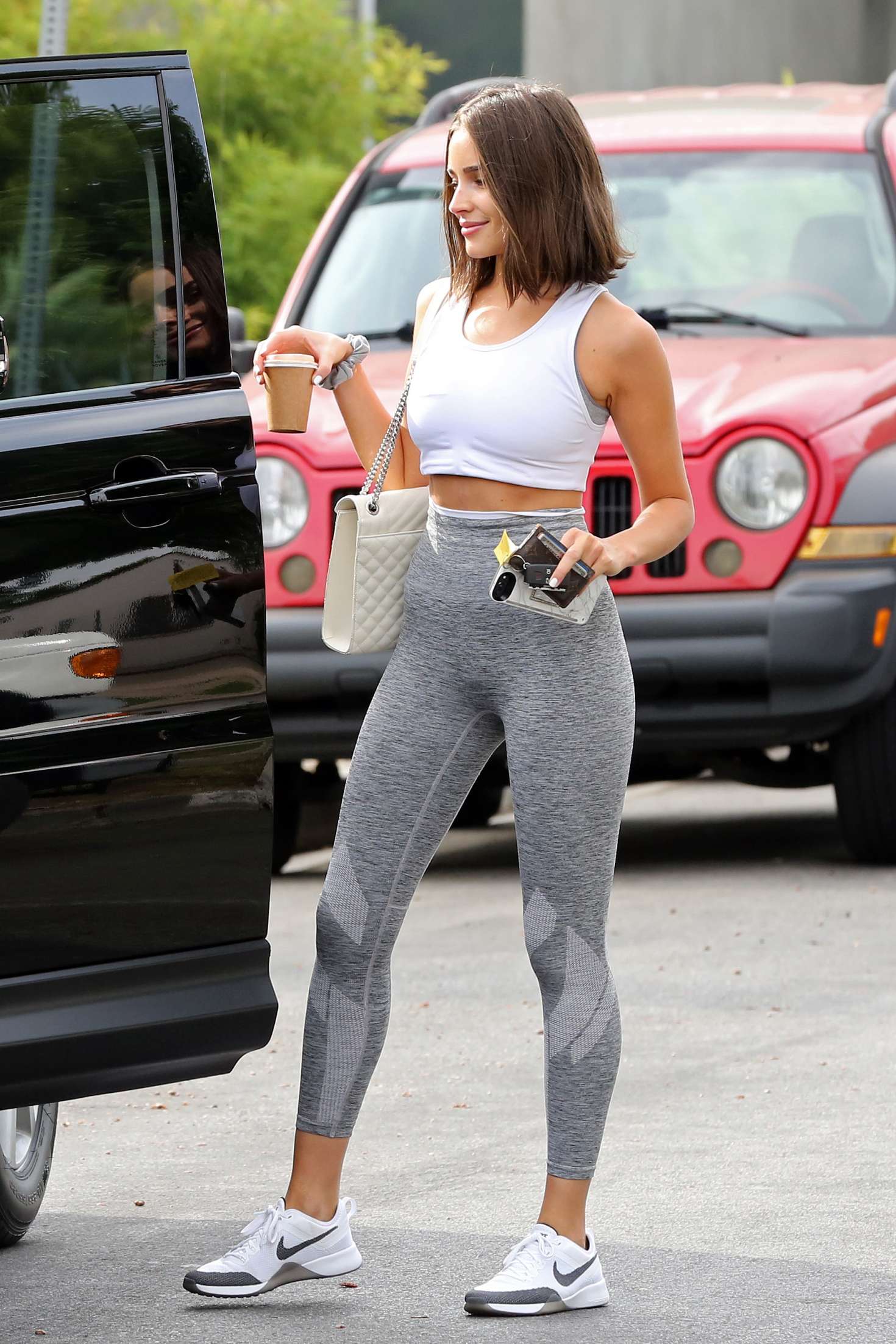 Olivia Culpo in Leggings and Crop Top â€“ Heads to workout in Los Angeles