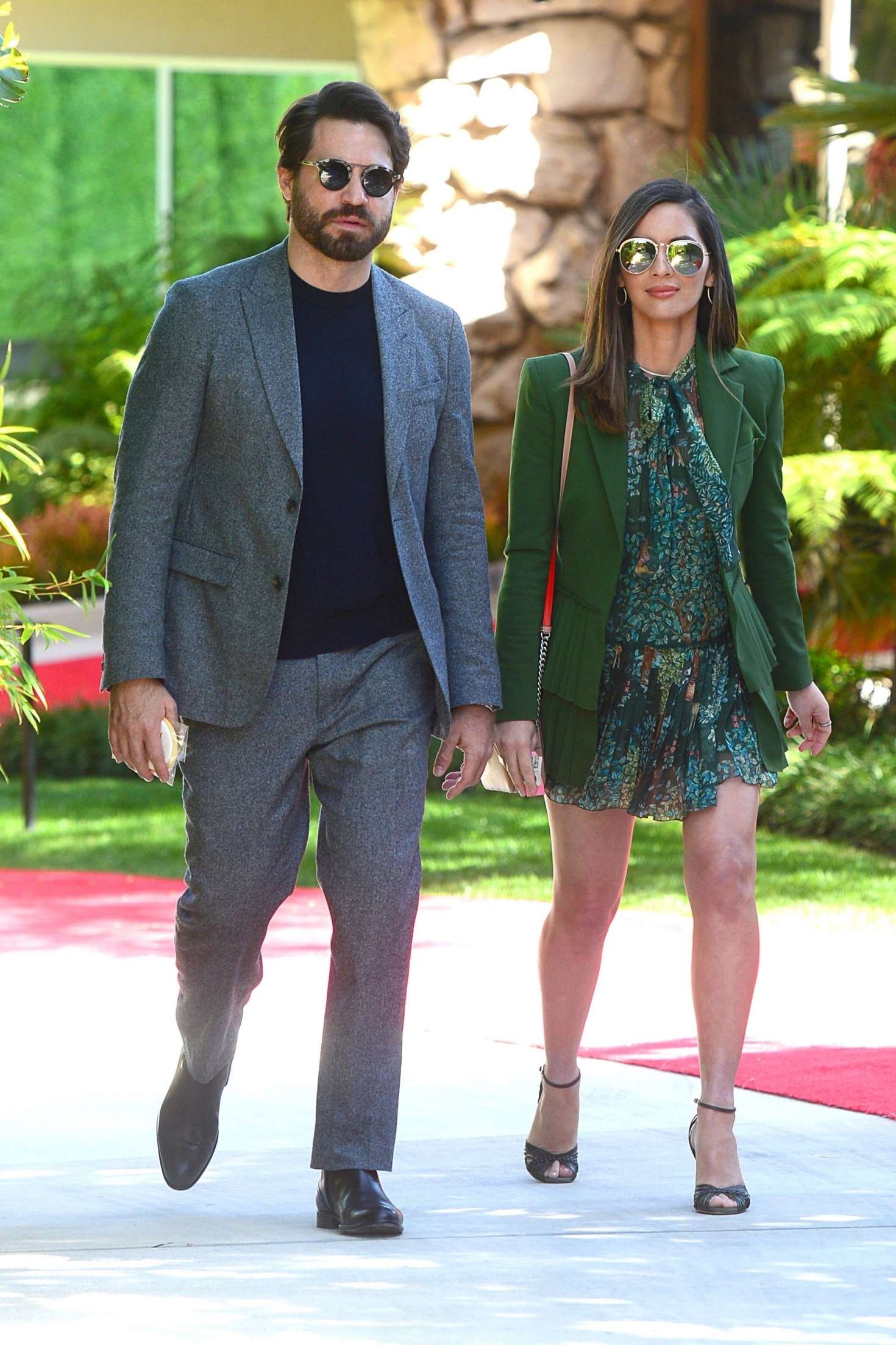 Olivia Munn in Green â€“ Leaving a Party Honoring Eva Longoria in Beverly Hills