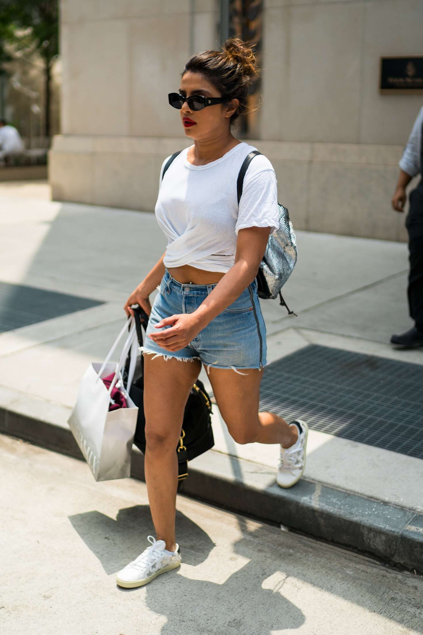 Priyanka Chopra in Denim Shorts â€“ Out in New York City