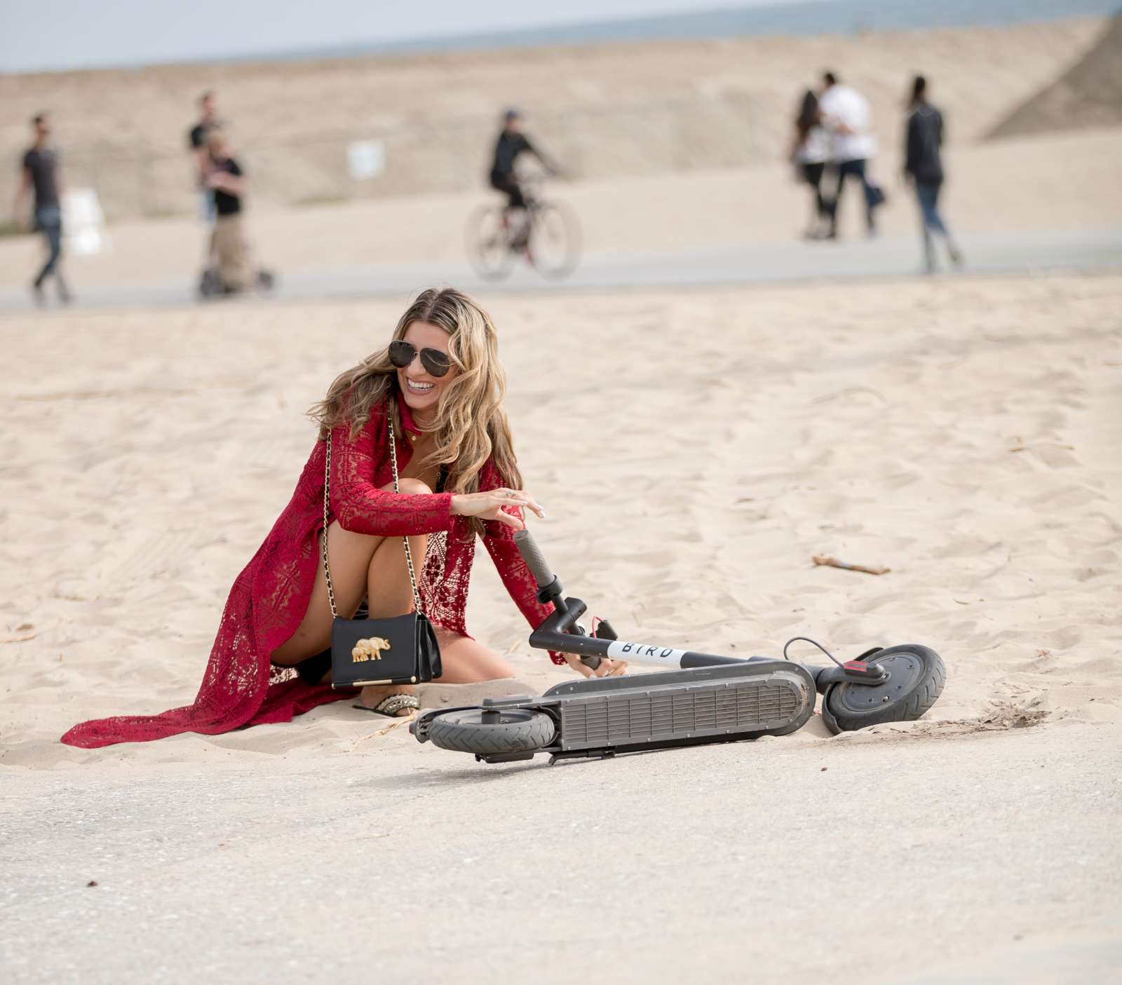 Rachel McCord in Black Bikini â€“ Riding an electric scooter in Santa Monica