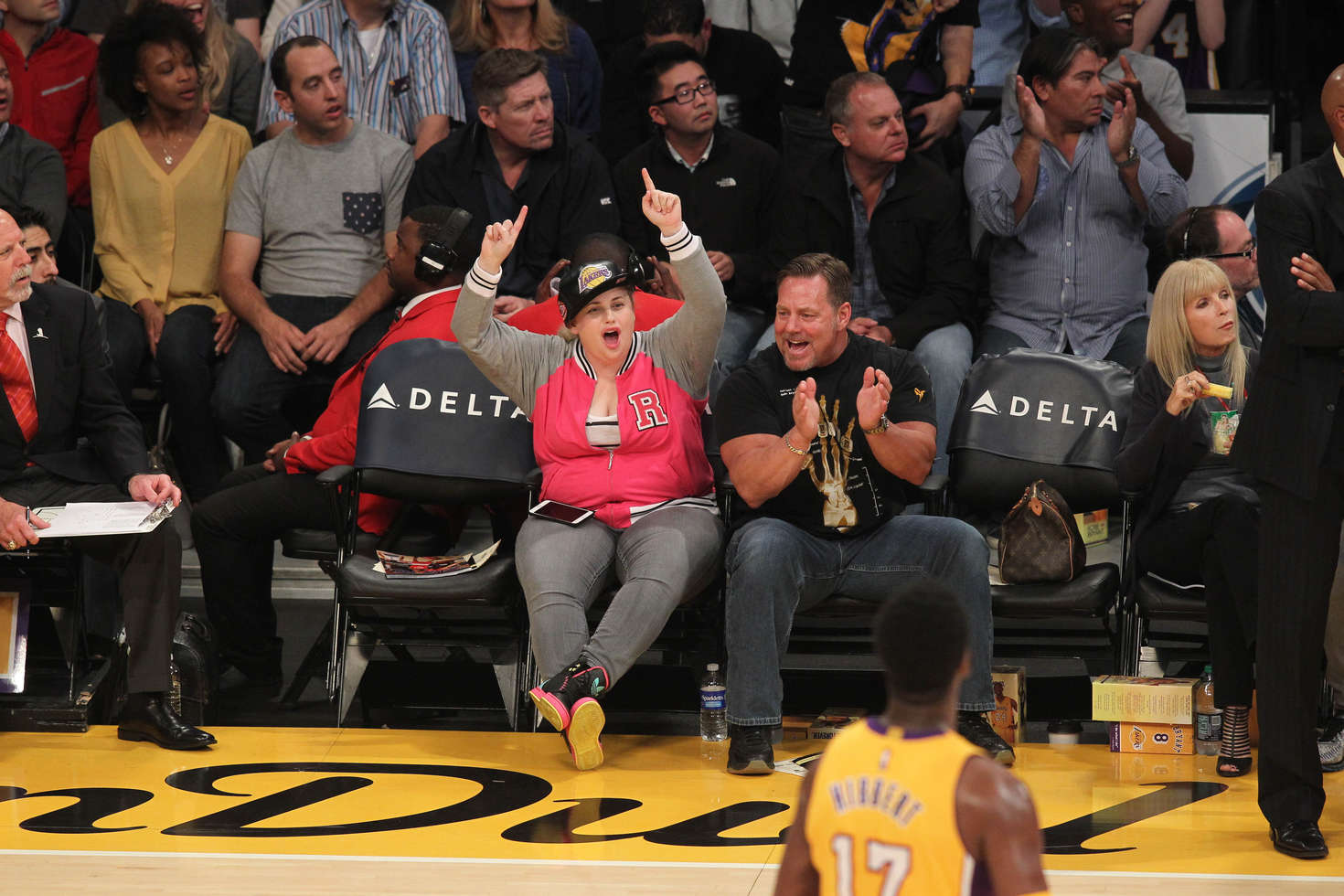 Rebel Wilson at Lakers games in Los Angeles