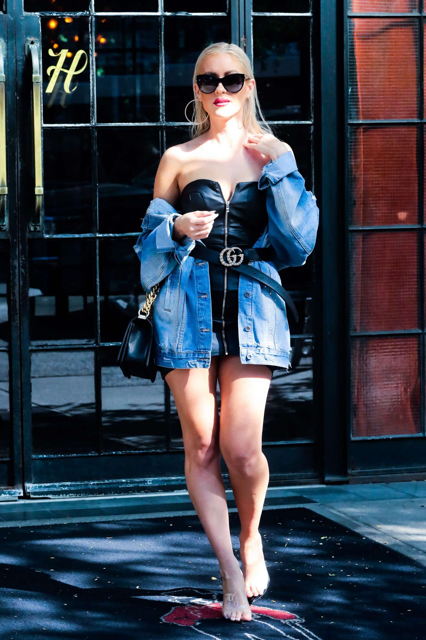 Renata Szalai in Leather Mini Dress â€“ Photoshoot in New York