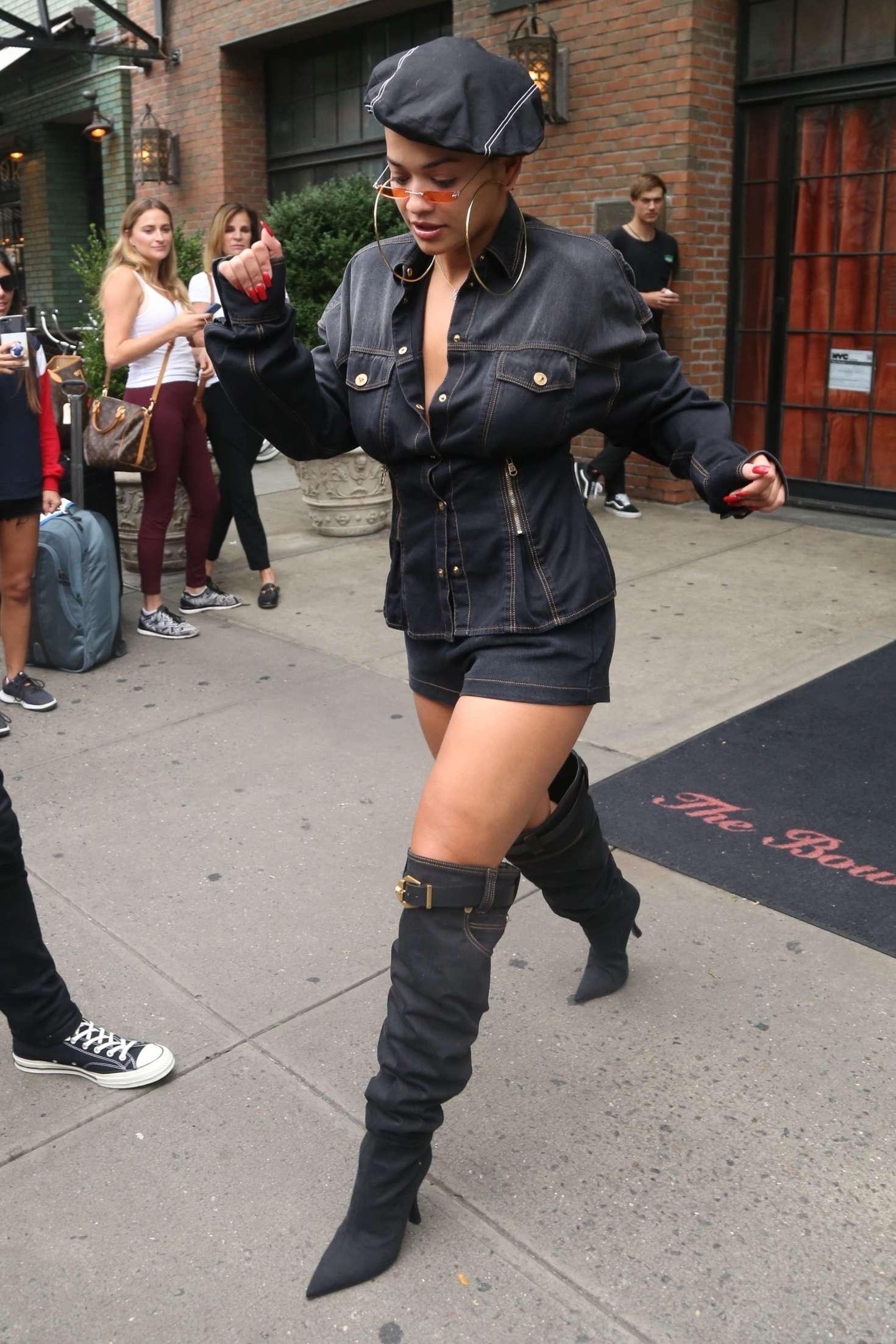 Rita Ora in Shorts â€“ Leaving her hotel in New York City