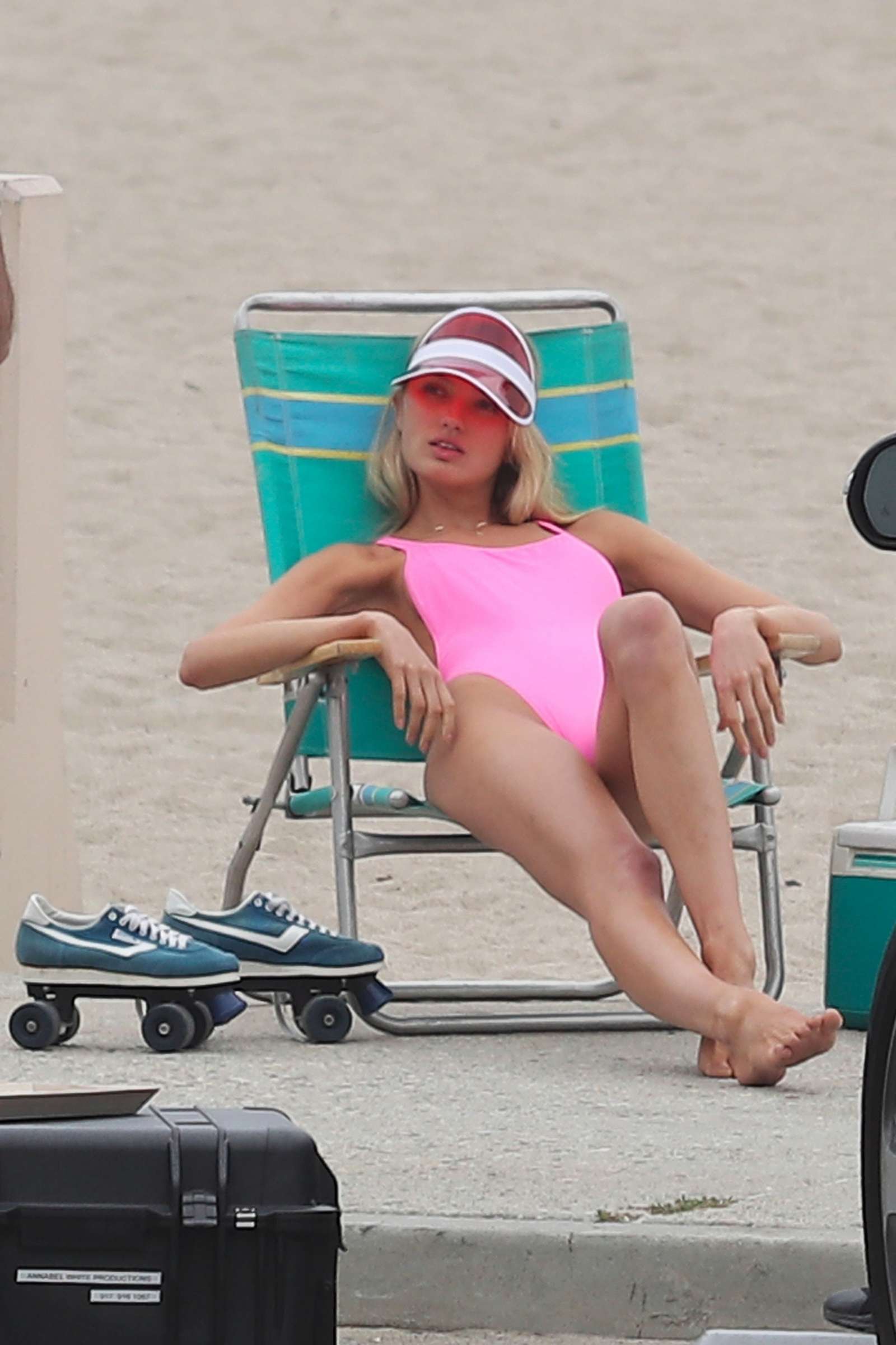 Romee Strijd in Pink Swimuit â€“ Photoshoot on the beach in Malibu