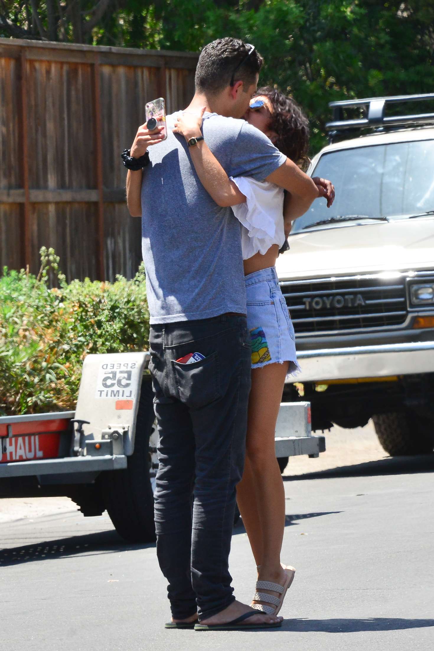 Sarah Hyland and Wells Adams â€“ Share a kiss in Studio City