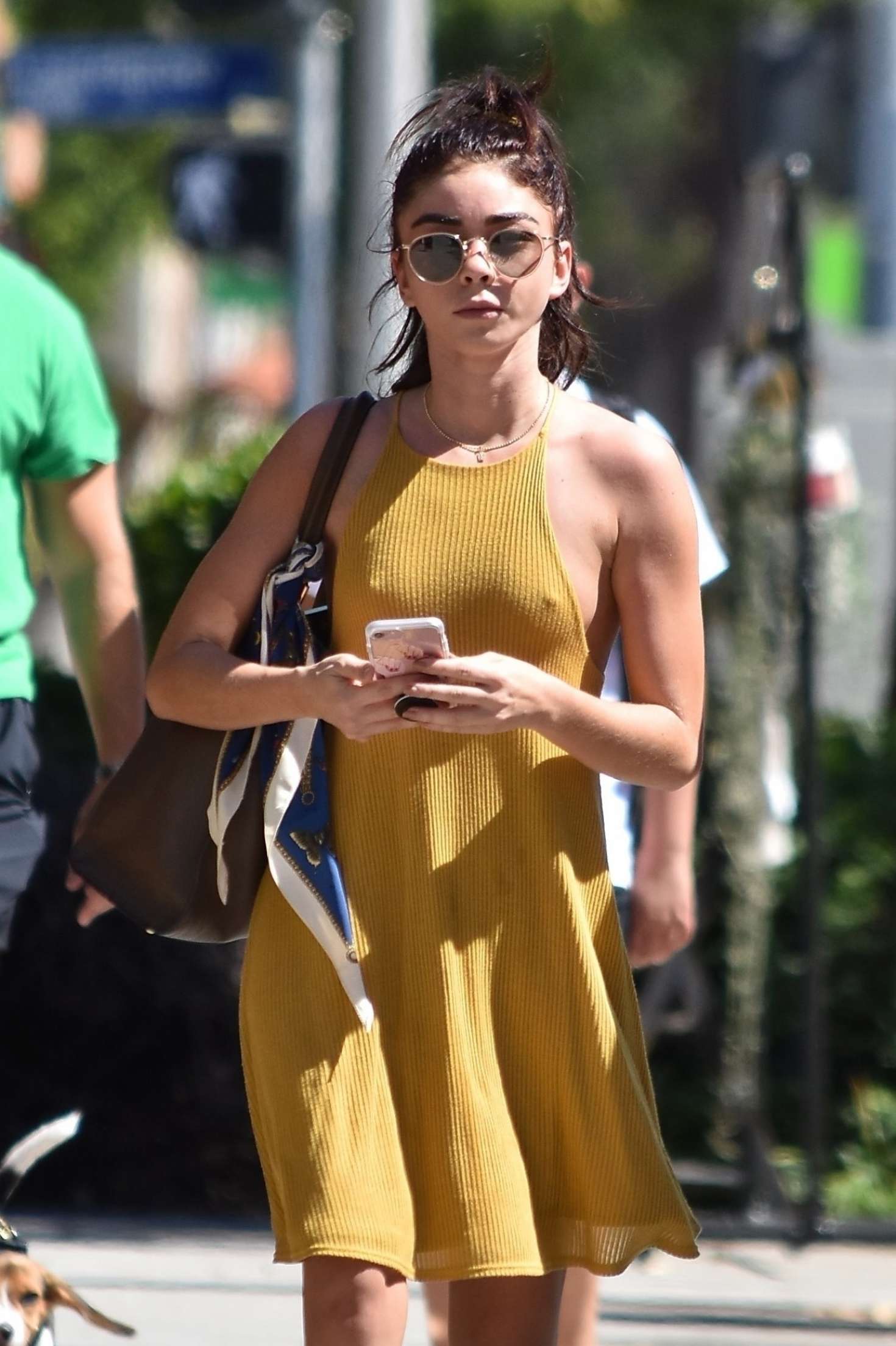 Sarah Hyland in Yellow Dress â€“ Out in Los Angeles