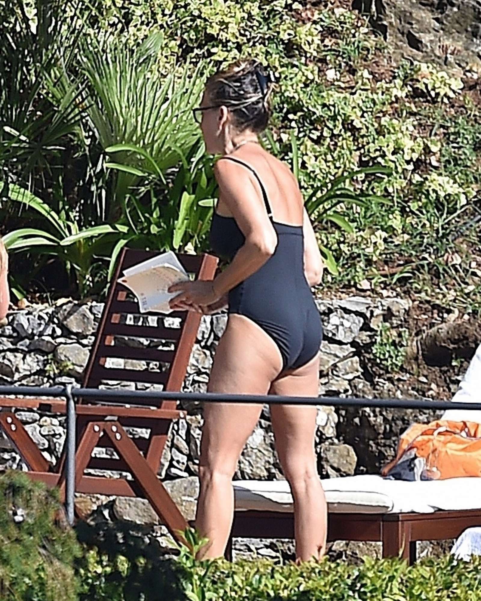 Sarah Jessica Parker in Black Swimsuit in Portofino
