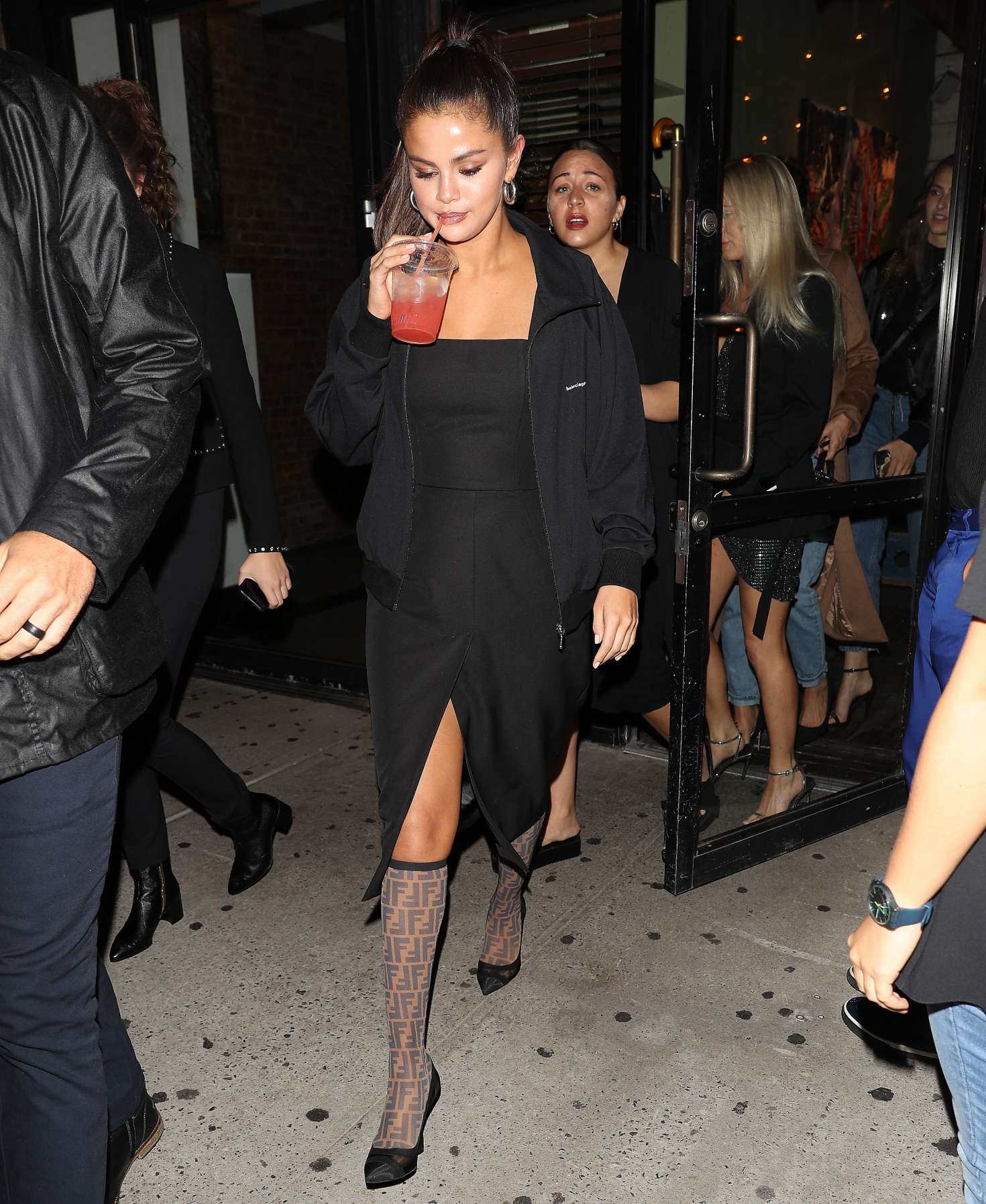Selena Gomez in Black Dress â€“ Night out in NYC