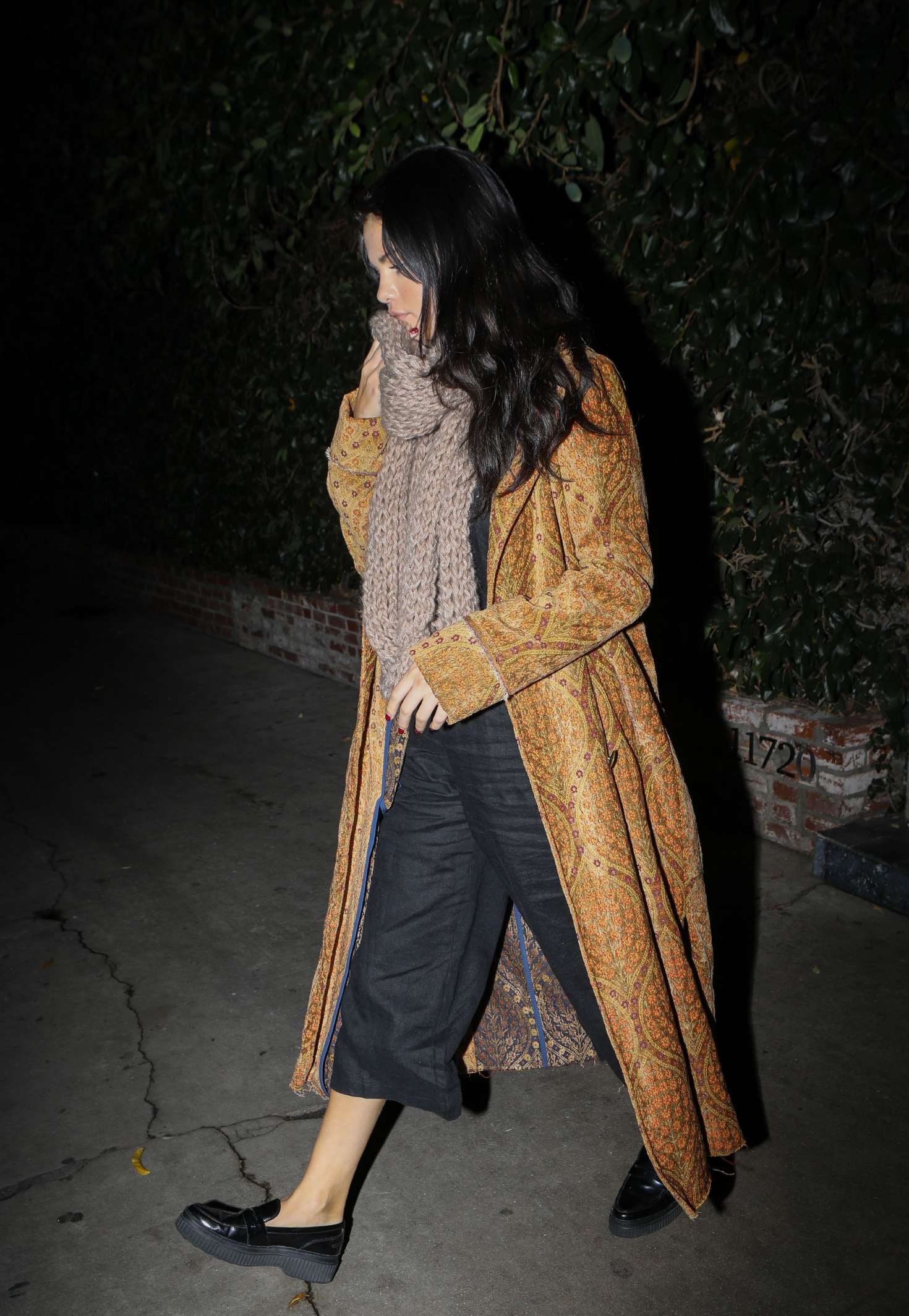 Selena Gomez in Long Coat â€“ Night out at Firefly in Hollywood