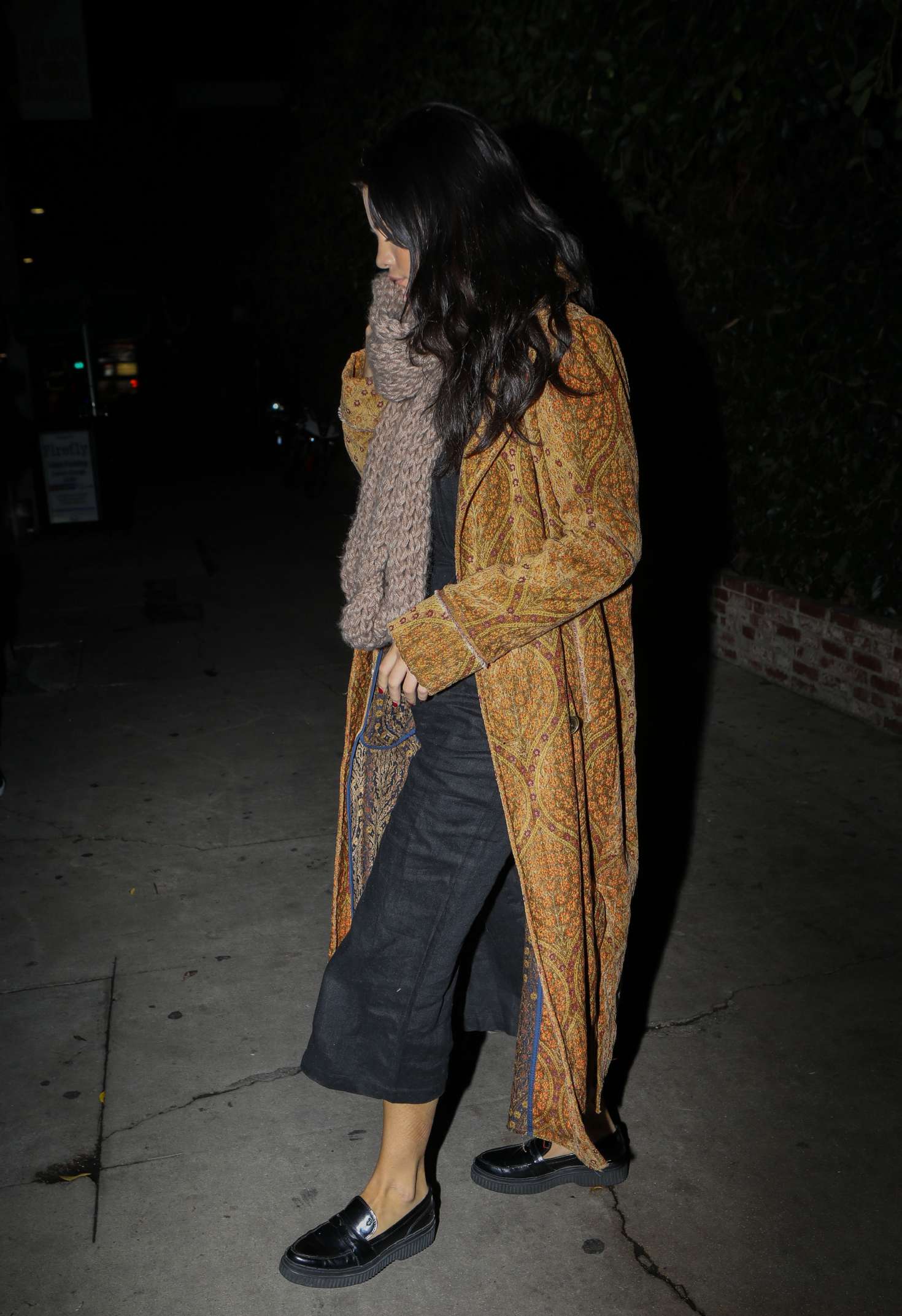 Selena Gomez in Long Coat â€“ Night out at Firefly in Hollywood