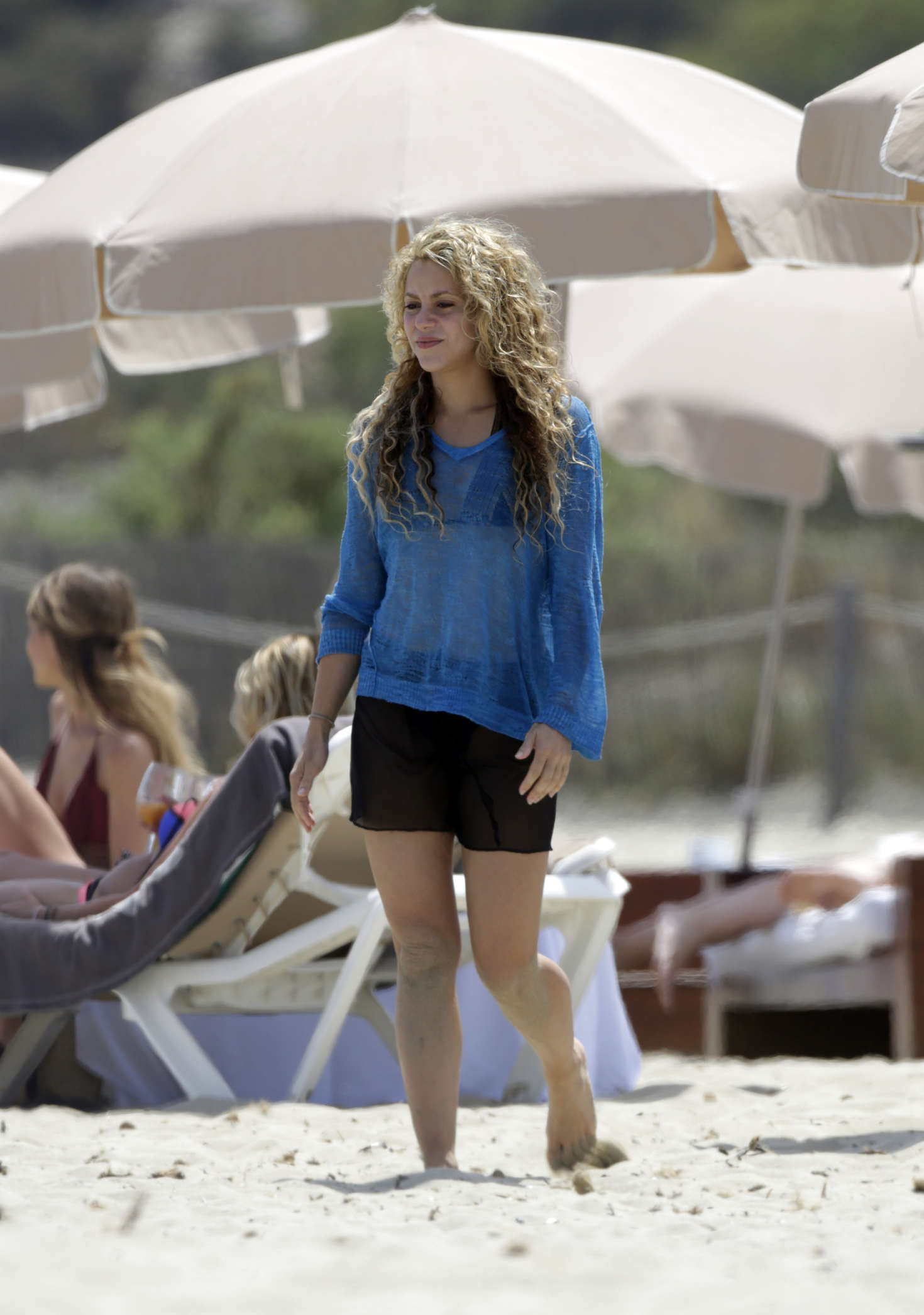 Shakira in Bikini Top at the Beach in Ibiza