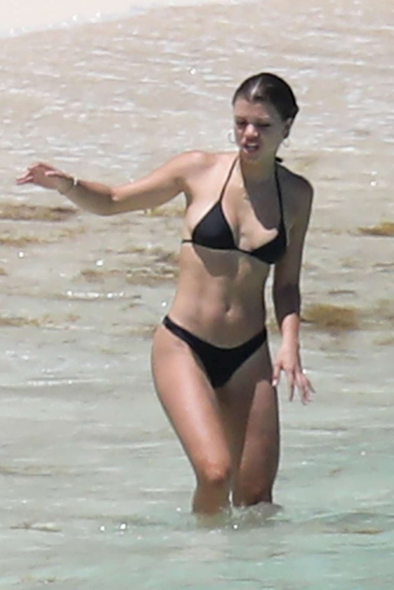 Sofia Richie in Black Bikini at the beach in St. Barths